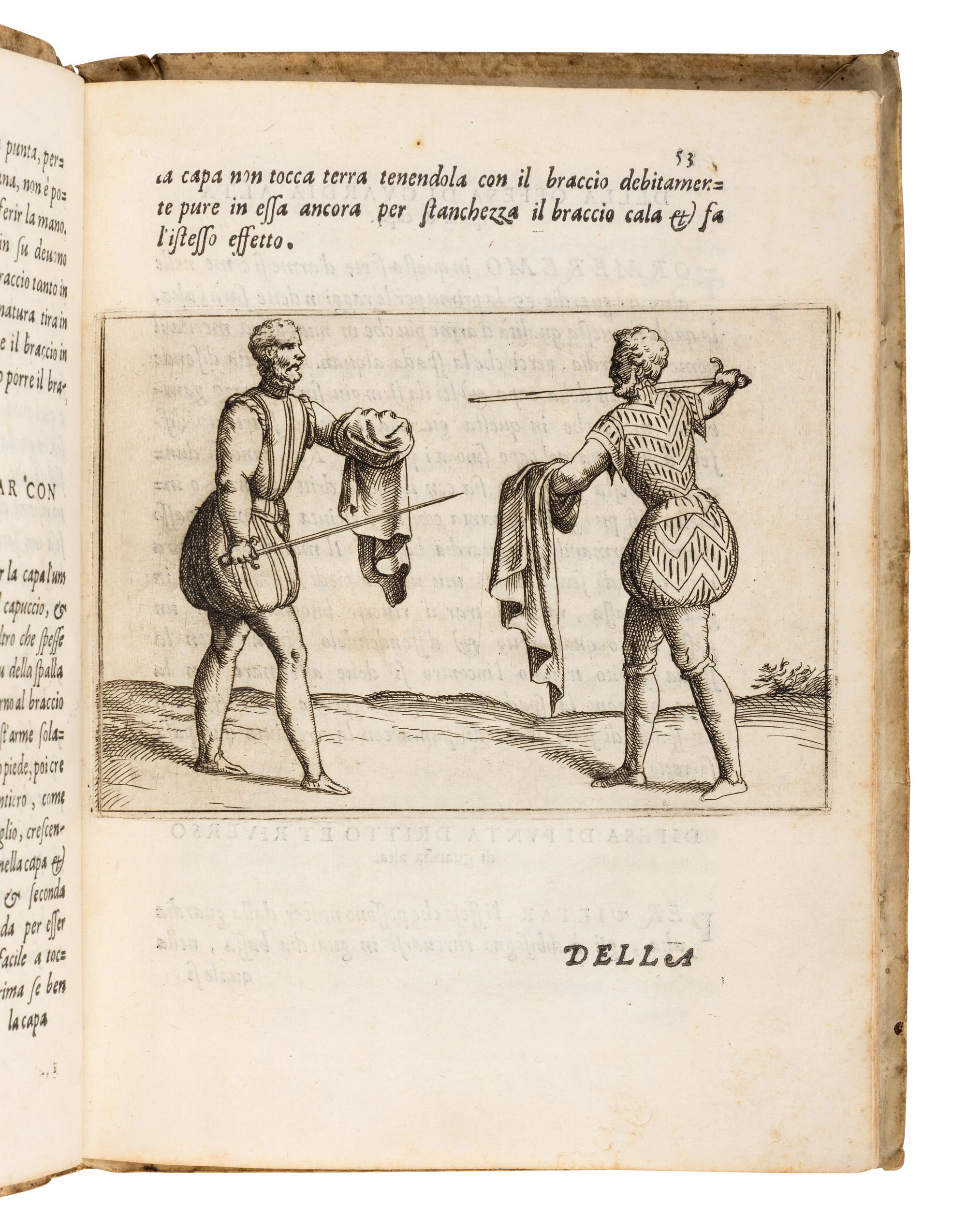 GRASSI, Giacomo di. Ragione di Adoprar sicuramente l'arme si da offesa, come da difesa, con un Trattato dell'inganno et con un modo di essercitarsi da se stesso, per acquistare forza, giudicio et prestezza . Venice: Giordano Ziletti, 1570.