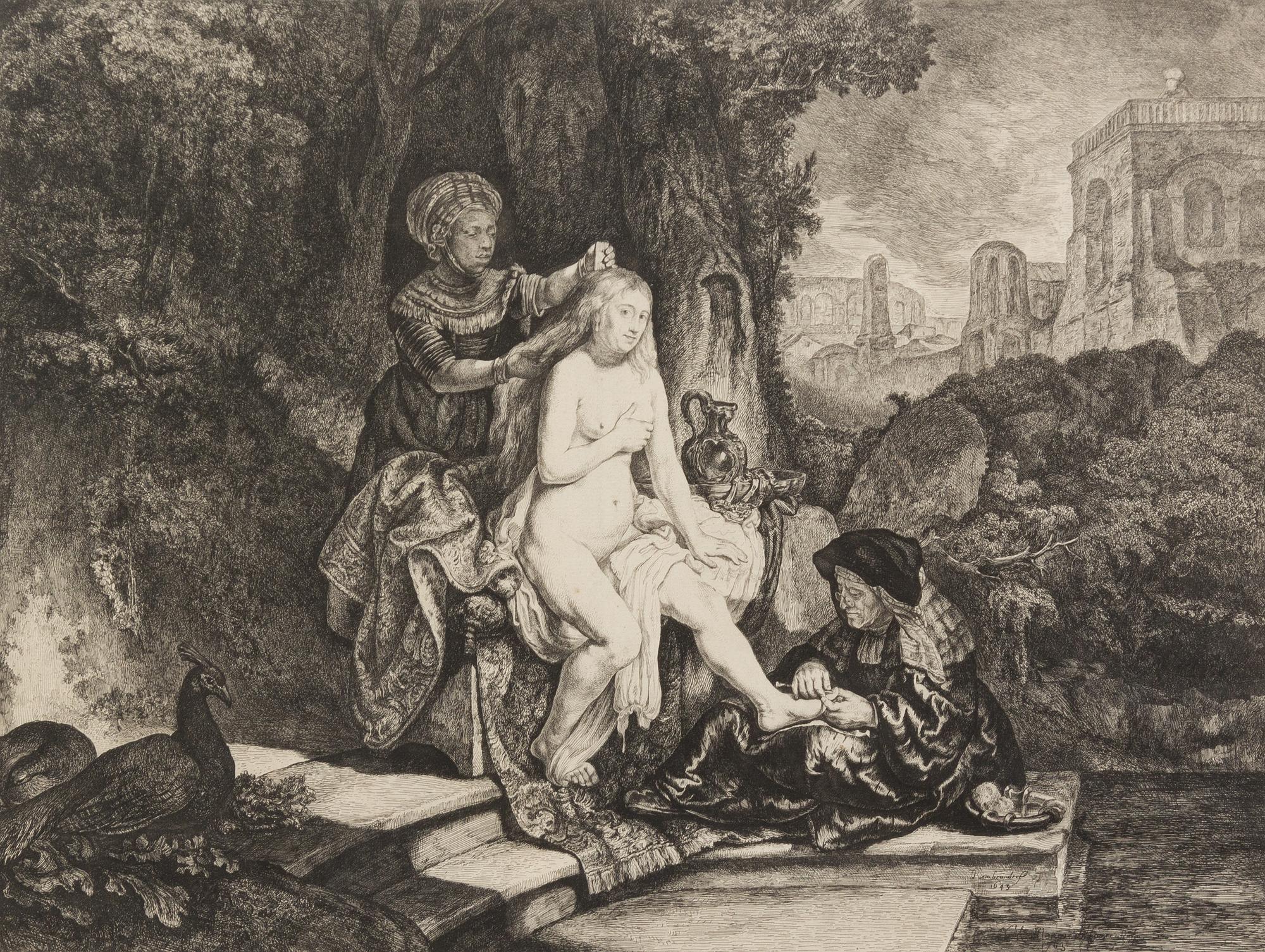 Jean Michael Moreau le Jeune, (French, 1741-1814), Bethsabee au bain (after Rembrandt)