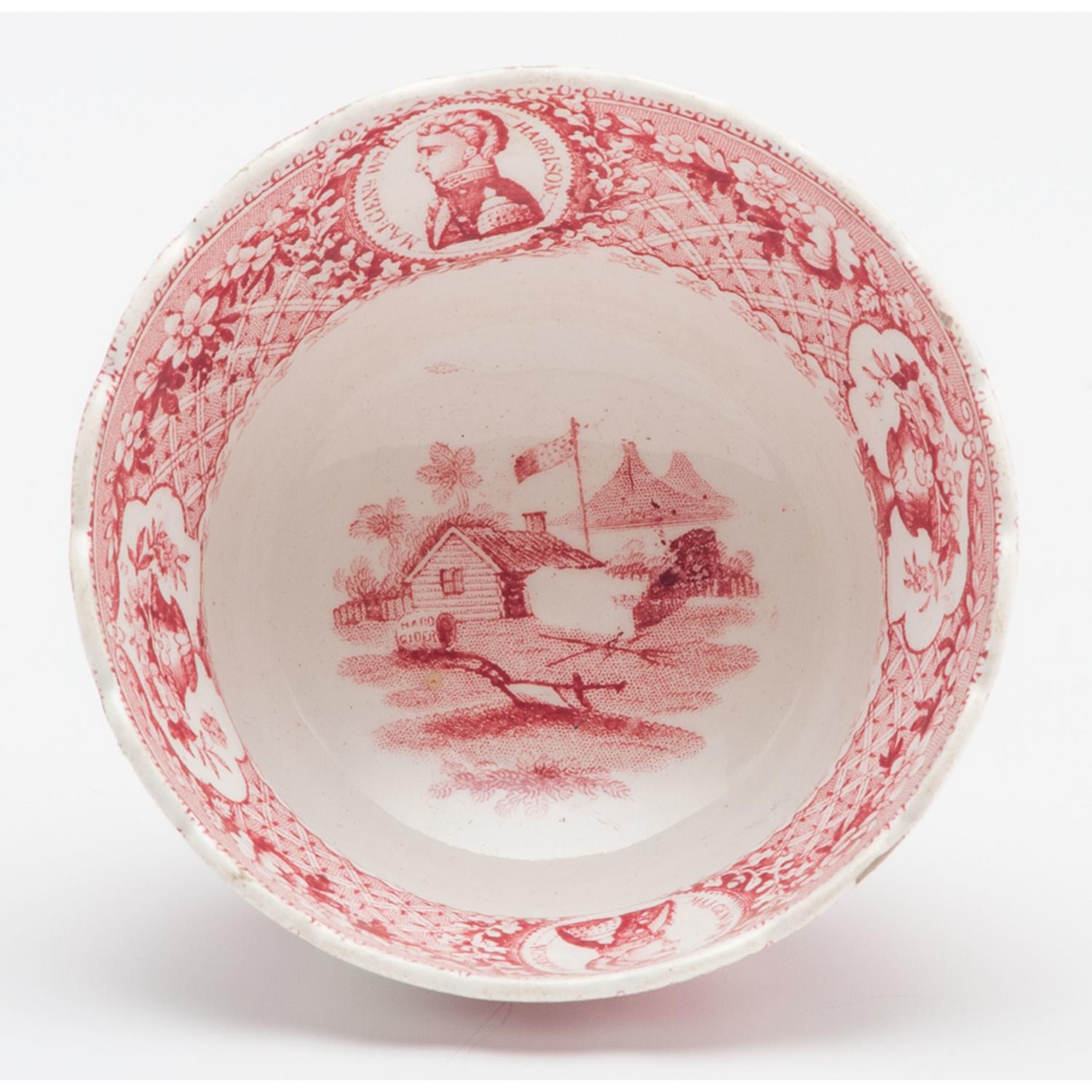 William Henry Harrison, 1840 Log Cabin Pattern Cup & Saucer