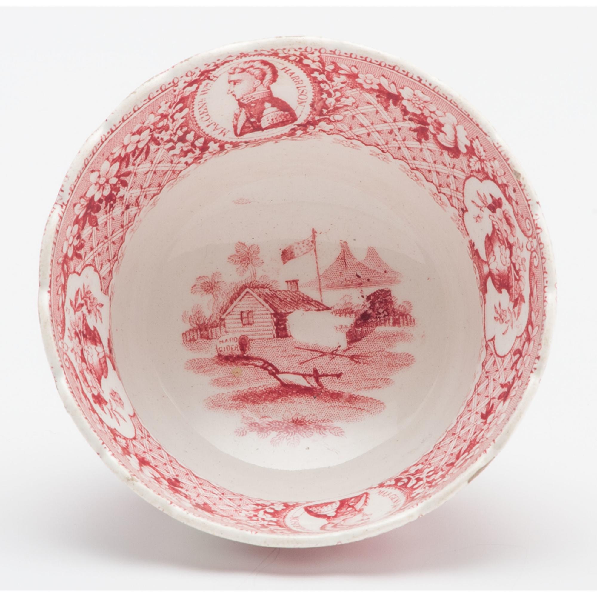 William Henry Harrison, 1840 Log Cabin Pattern Cup & Saucer