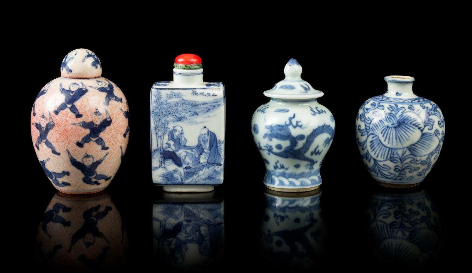 Four Small Blue and White Porcelain Articles — 19TH-20TH CENTURY