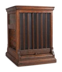 A J. & P. Coats Stenciled Oak Spool Cabinet