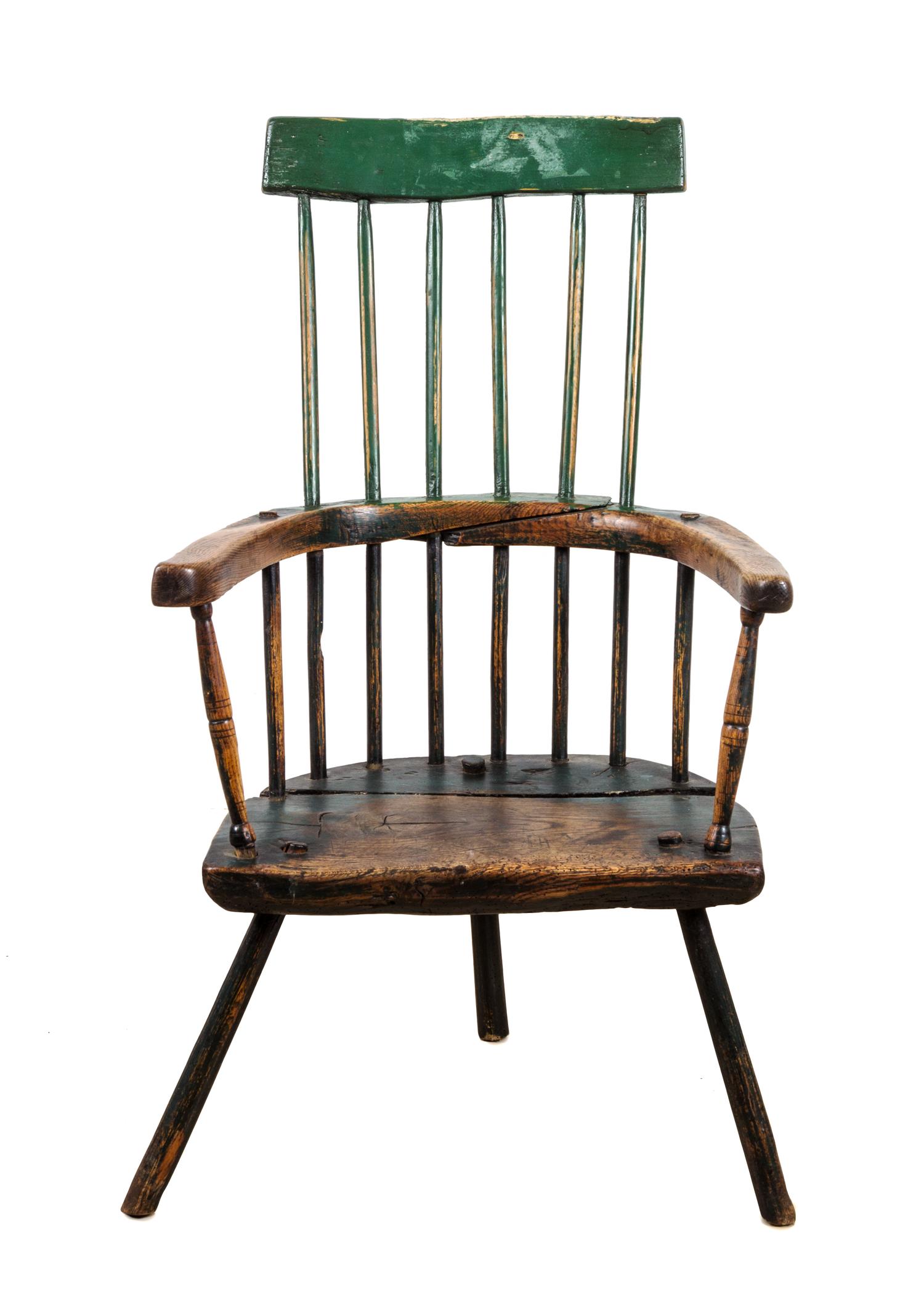 A George III Primitive Comb-Back Ash Armchair Height 41 1/2 inches. — WALES, CIRCA 1800