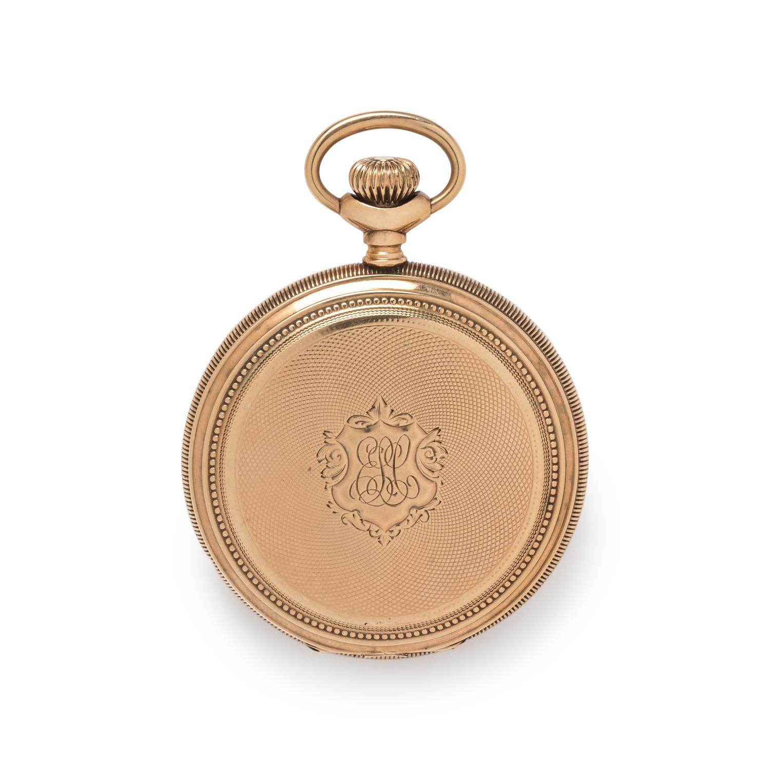 WALTHAM, 14K YELLOW GOLD HUNTER CASE POCKET WATCH