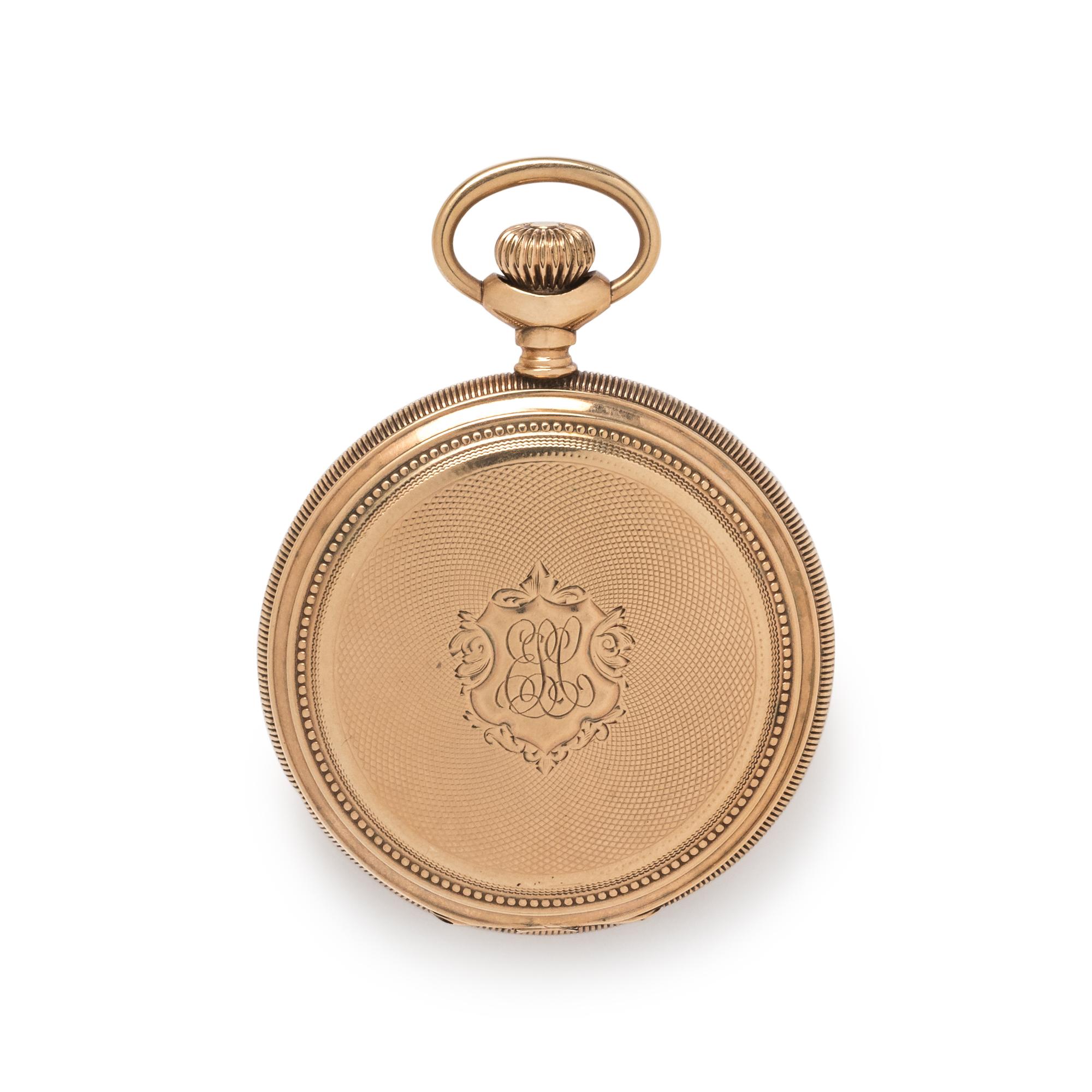 WALTHAM, 14K YELLOW GOLD HUNTER CASE POCKET WATCH