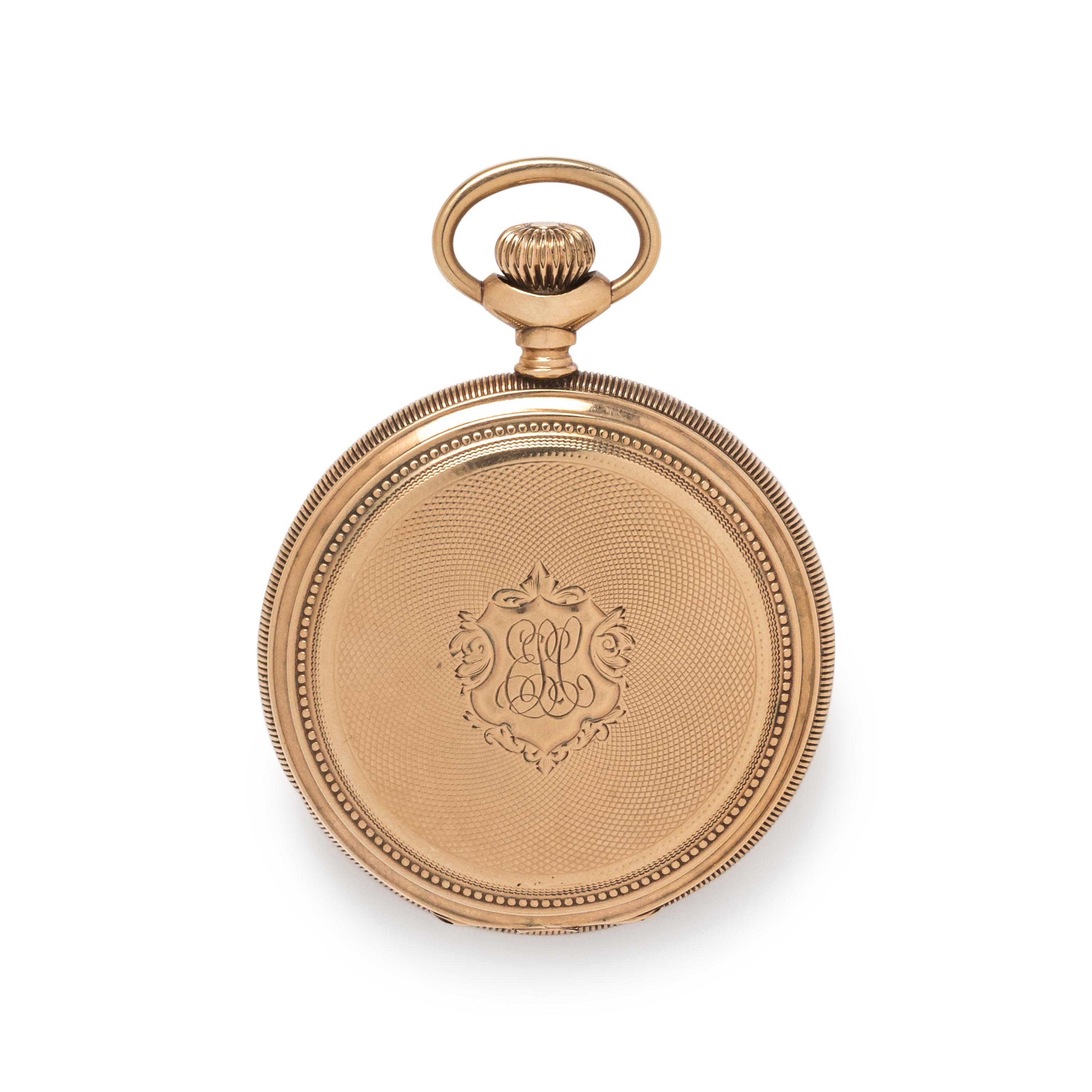 WALTHAM, 14K YELLOW GOLD HUNTER CASE POCKET WATCH