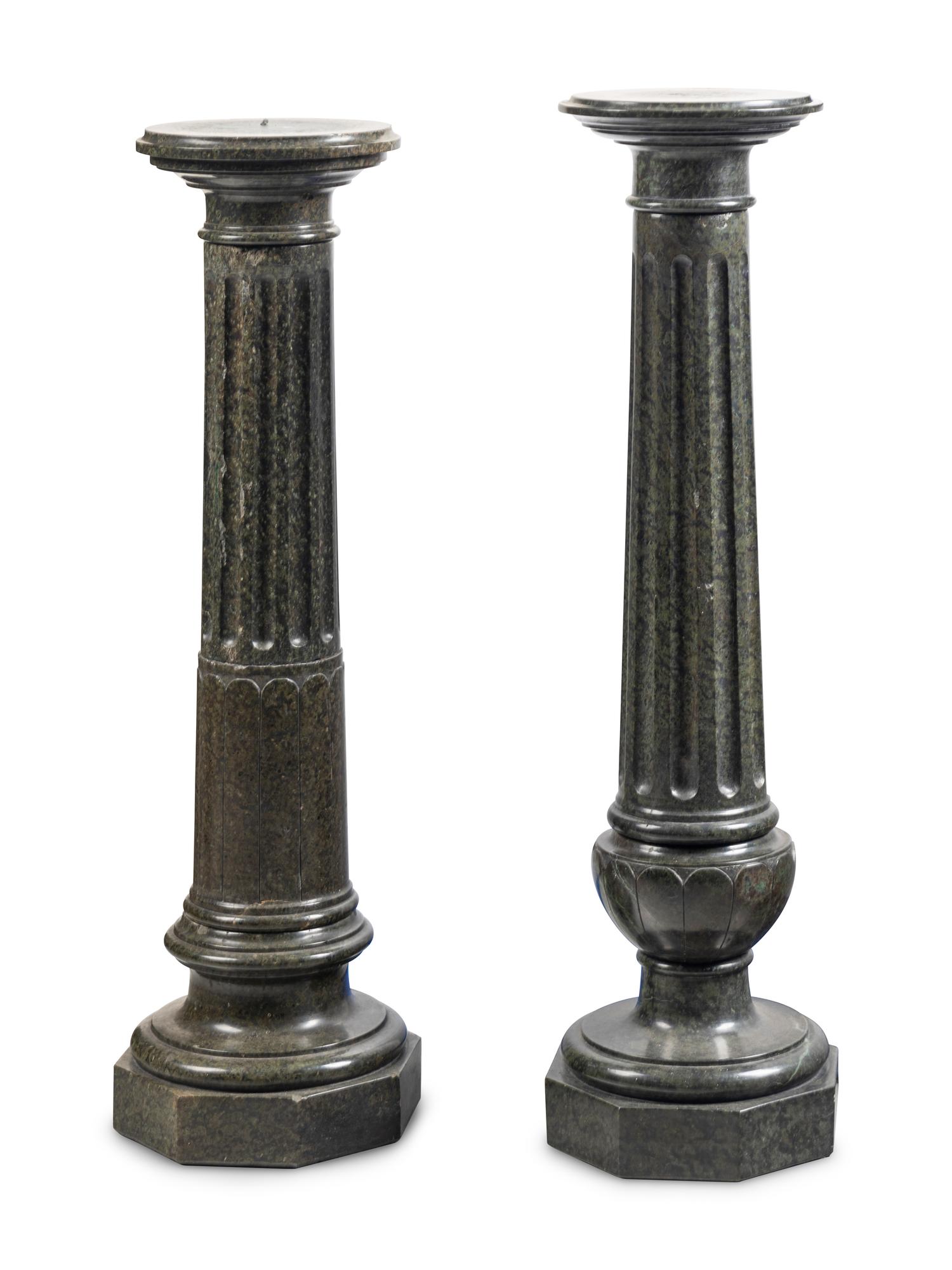 Two Continental Marble Pedestals