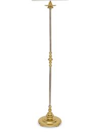 A Pair of Nickel-Plated Bronze and Brass Floor Lamps