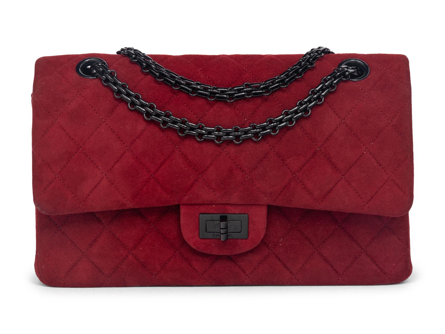 Chanel 2.55 Flap Bag in Red Quilted Suede