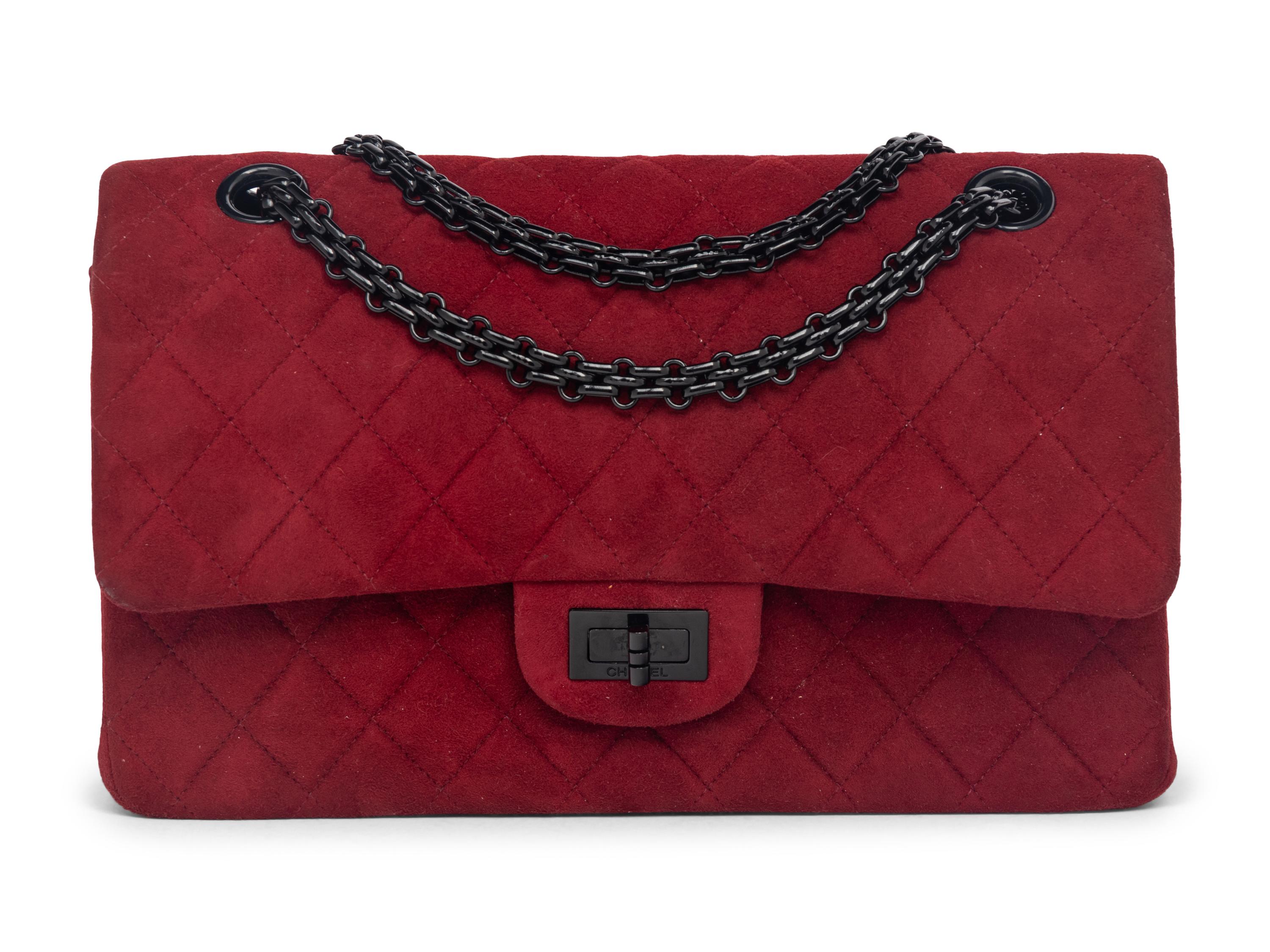 Chanel 2.55 Flap Bag in Red Quilted Suede