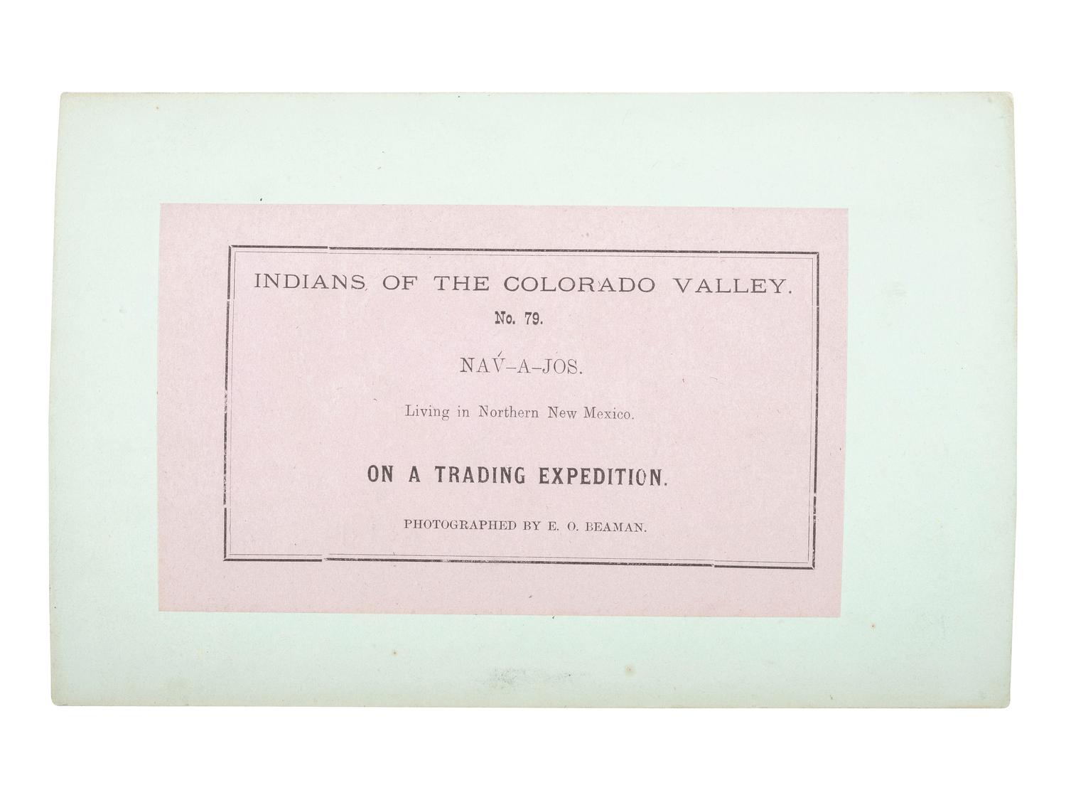 [NATIVE AMERICANS]. BEAMAN, E.O., photographer. Powell Expedition stereoview of Navajos Living in Northern New Mexico.