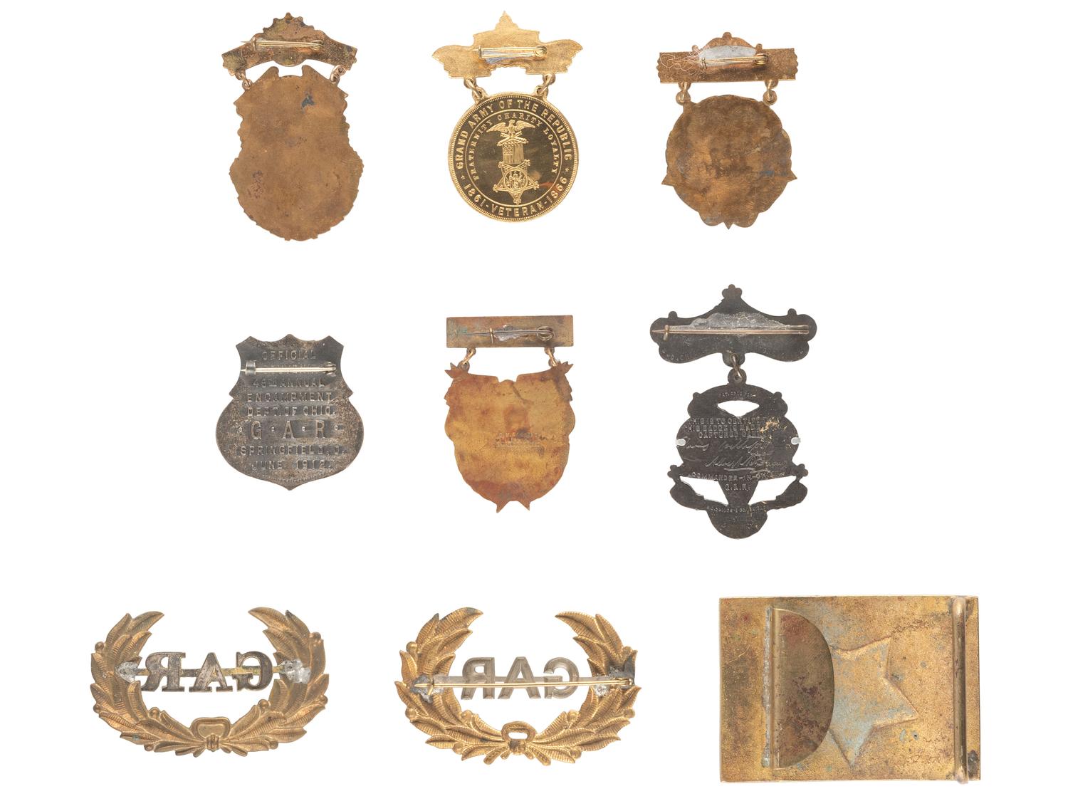 [CIVIL WAR]. 21 GAR ribbons and badges representing various regiments, incl. 146 NY Vols.