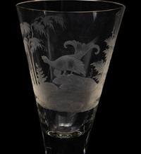 A Set of Four Large Etched Glass Wine Stems