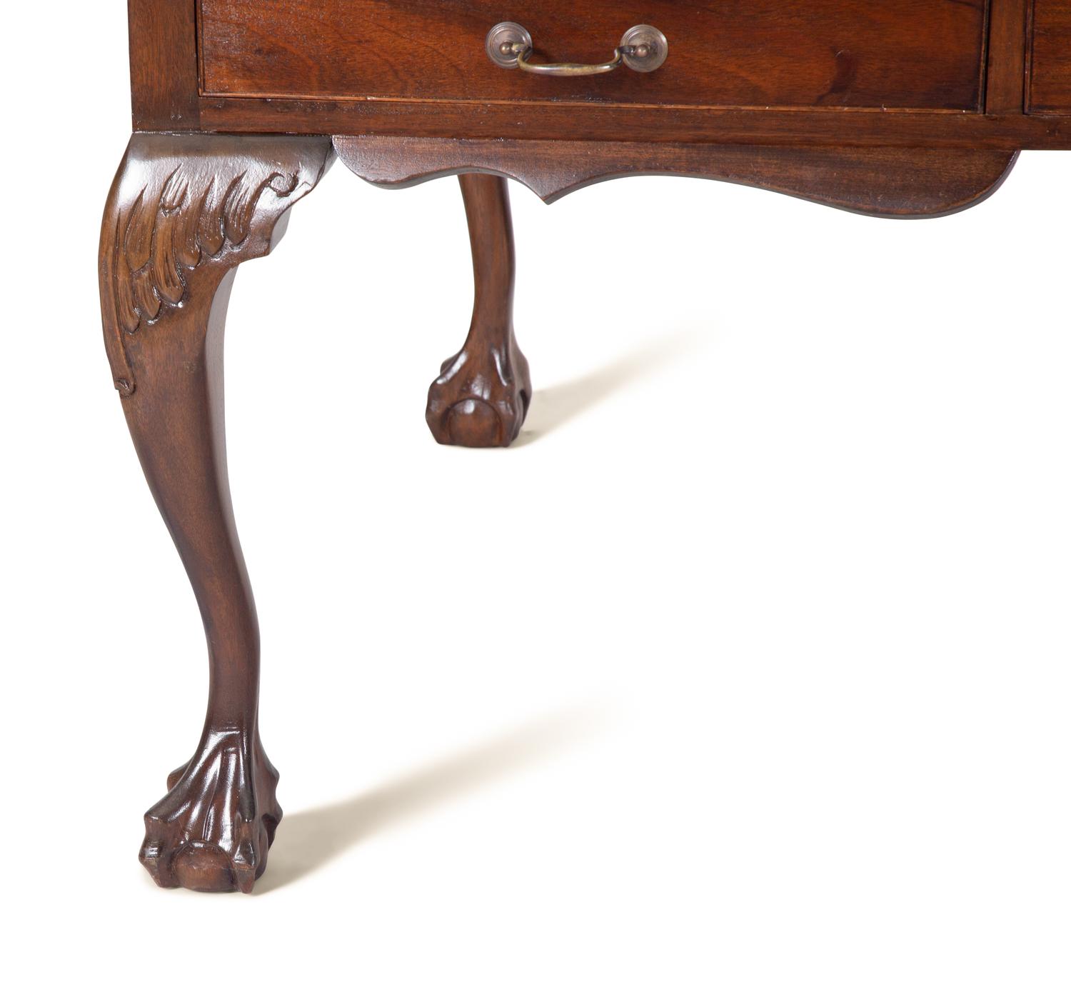 A Georgian Style Mahogany Partner's Desk with Inset Marble Top