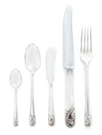 An American Silver Flatwear Service, International Silver Co., Meriden, CT, 20th Century, Spring Glory pattern, comprising: 11 dinner k