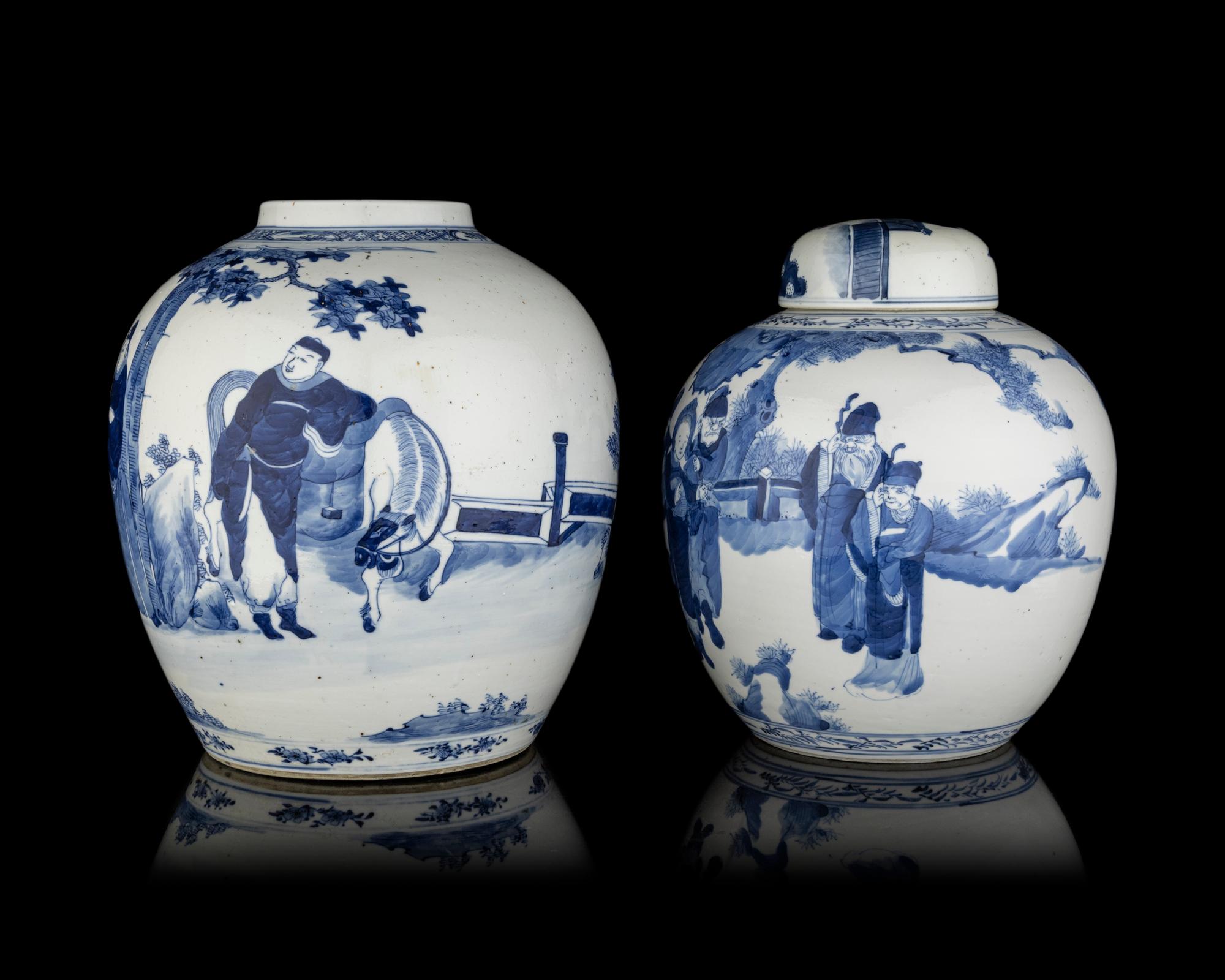 Two Chinese Blue and White Porcelain Jars