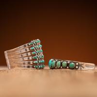 Zuni and Navajo Silver and Turquoise Cuff Bracelets