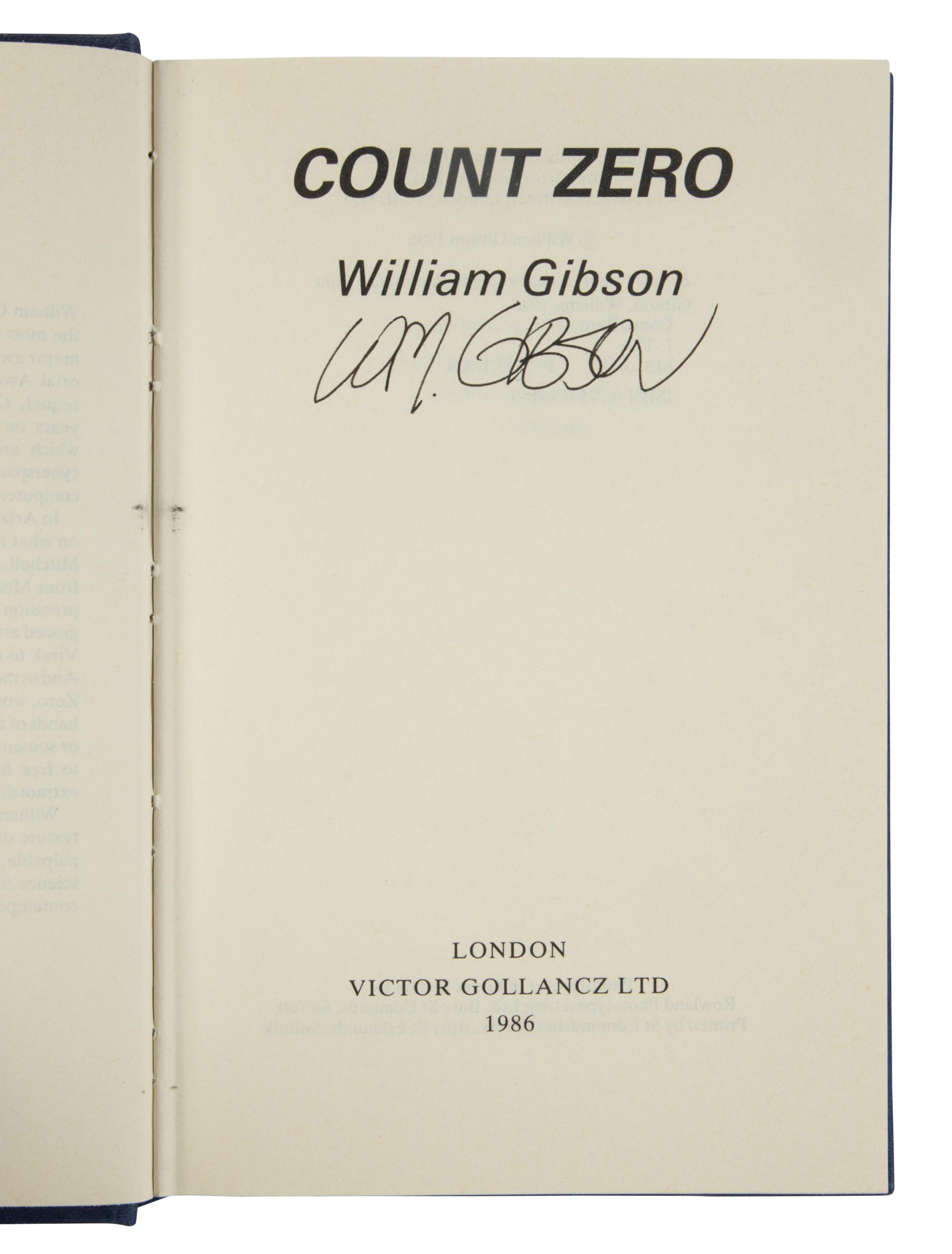 GIBSON, William (b.1948). A pair of FIRST EDITIONS, BOTH SIGNED, comprising: