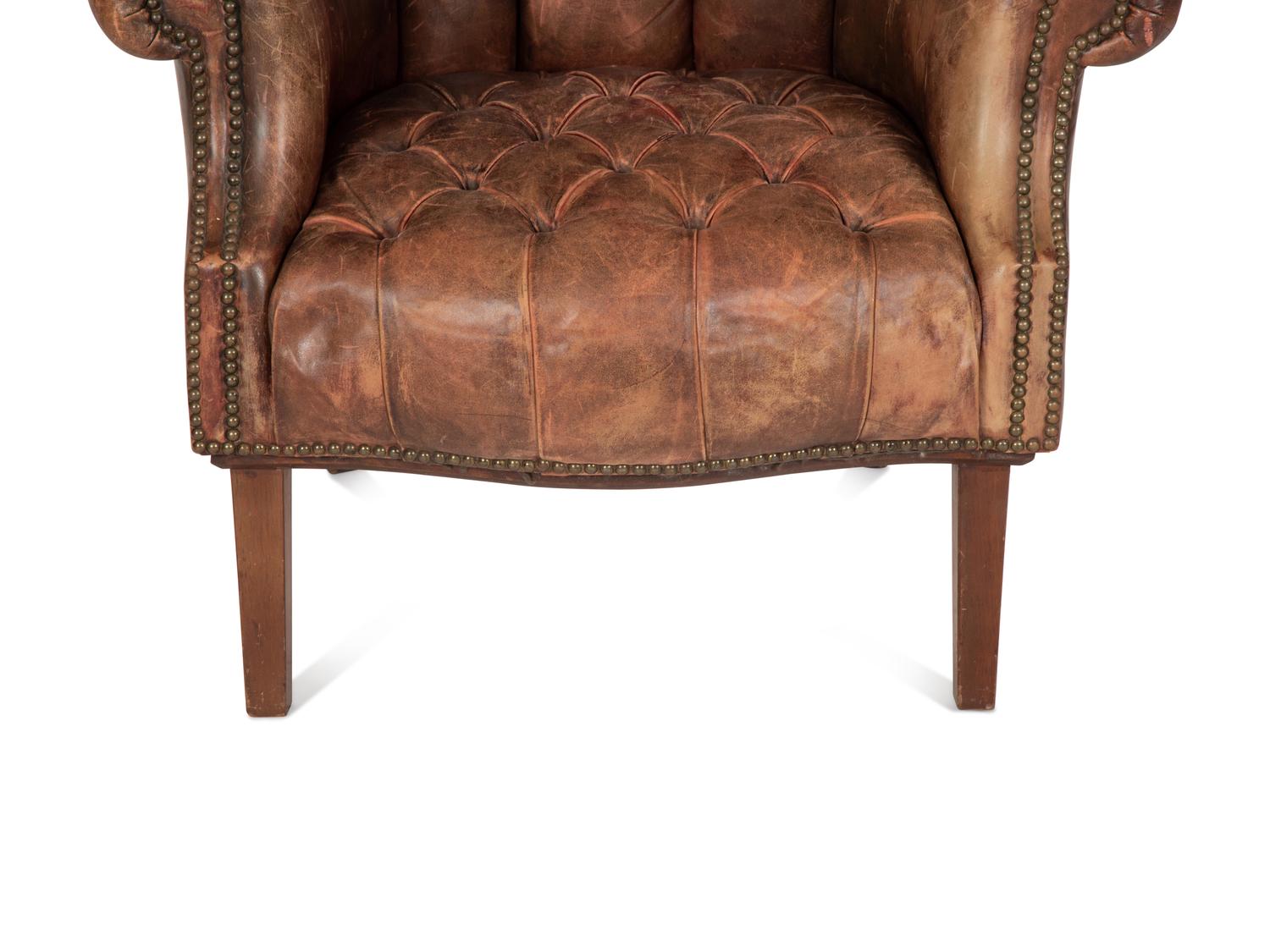 A George III Style Pleather Upholstered Wing Chair