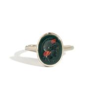A Roman Bloodstone Ring Stone with a Head of the Goddess Minerva — Set in a silver ring