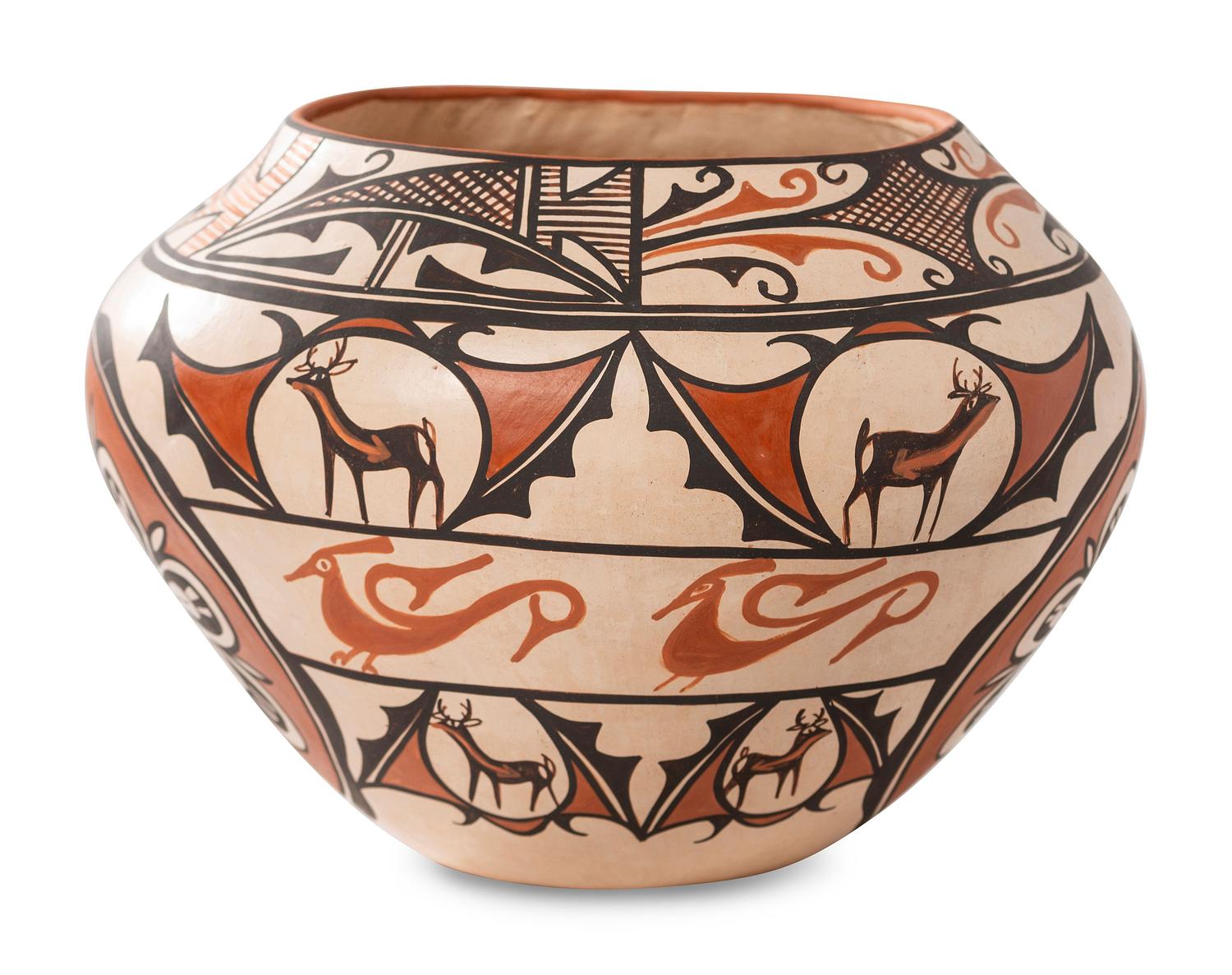 Pottery Bowl, with Heartline Deer