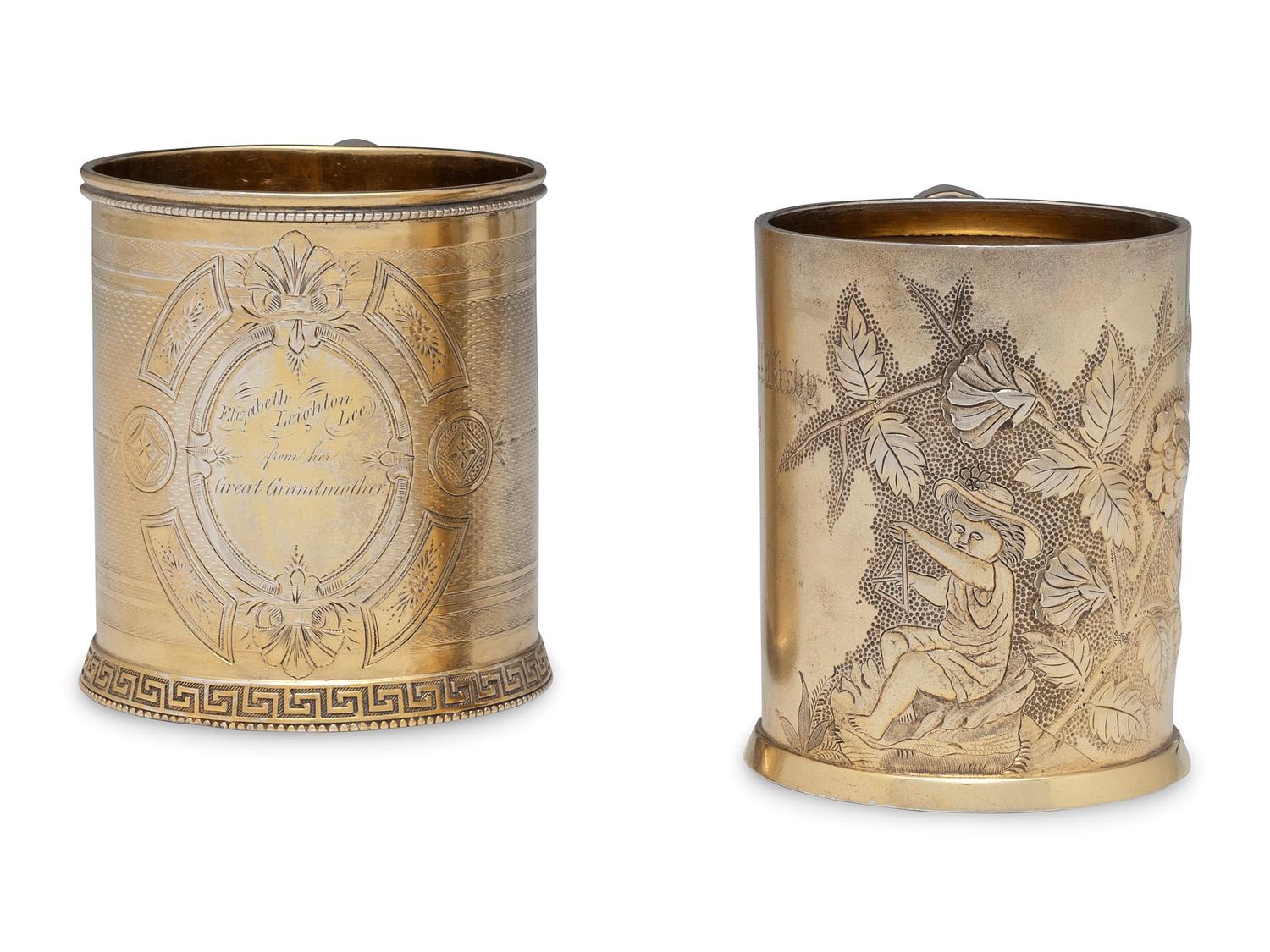 Two American Silver-Gilt Mugs