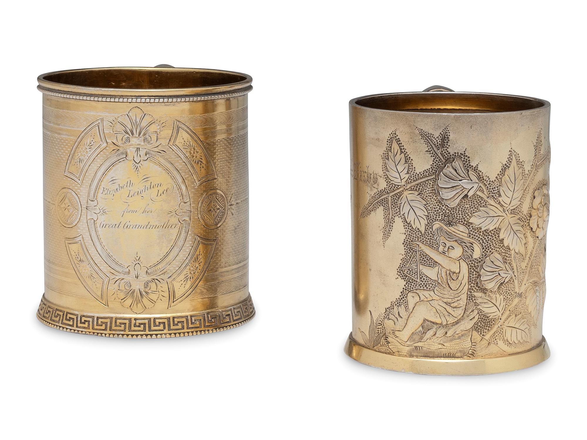 Two American Silver-Gilt Mugs