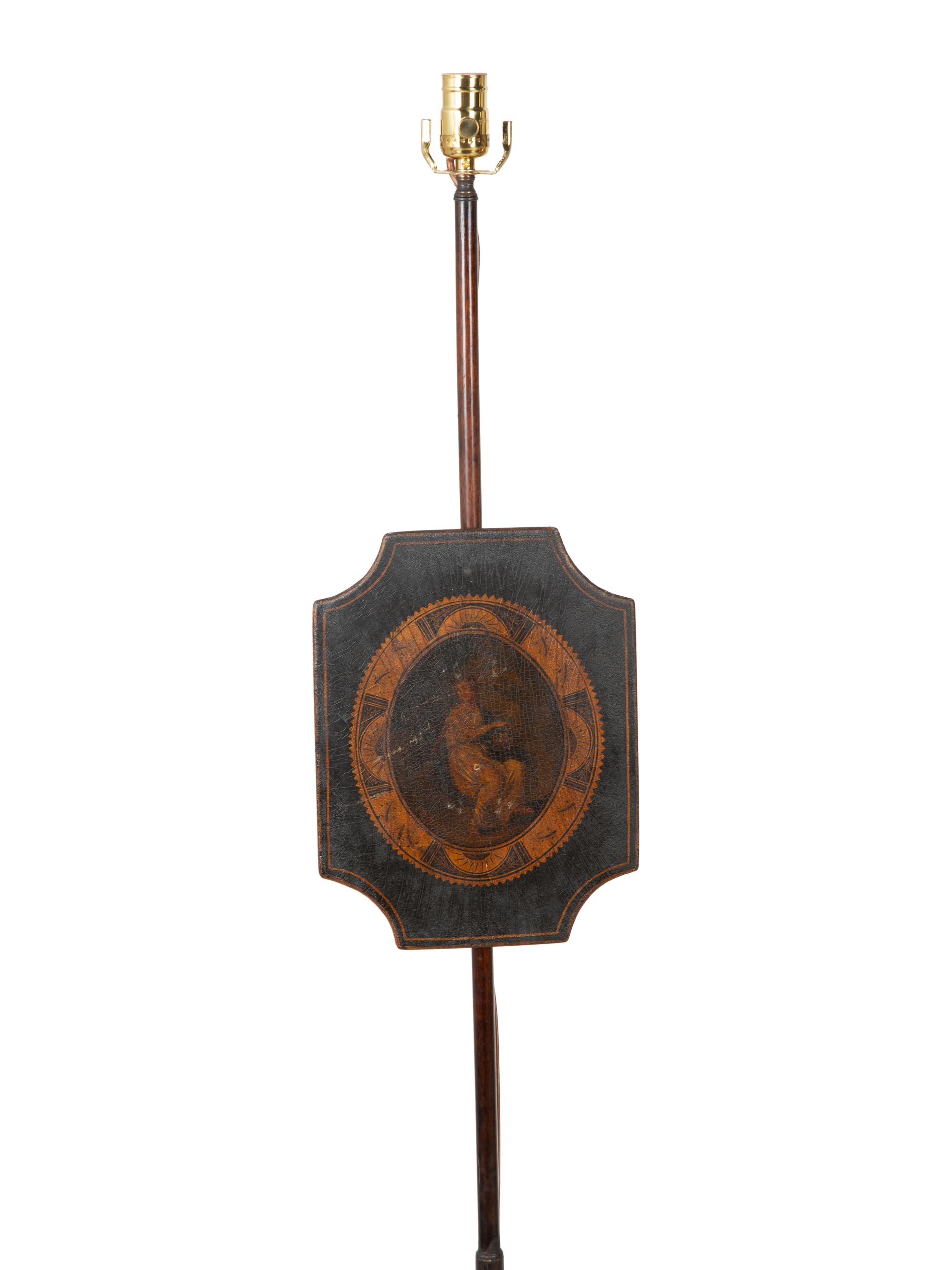 A Pair of English Painted Pole Screens — 19TH CENTURY