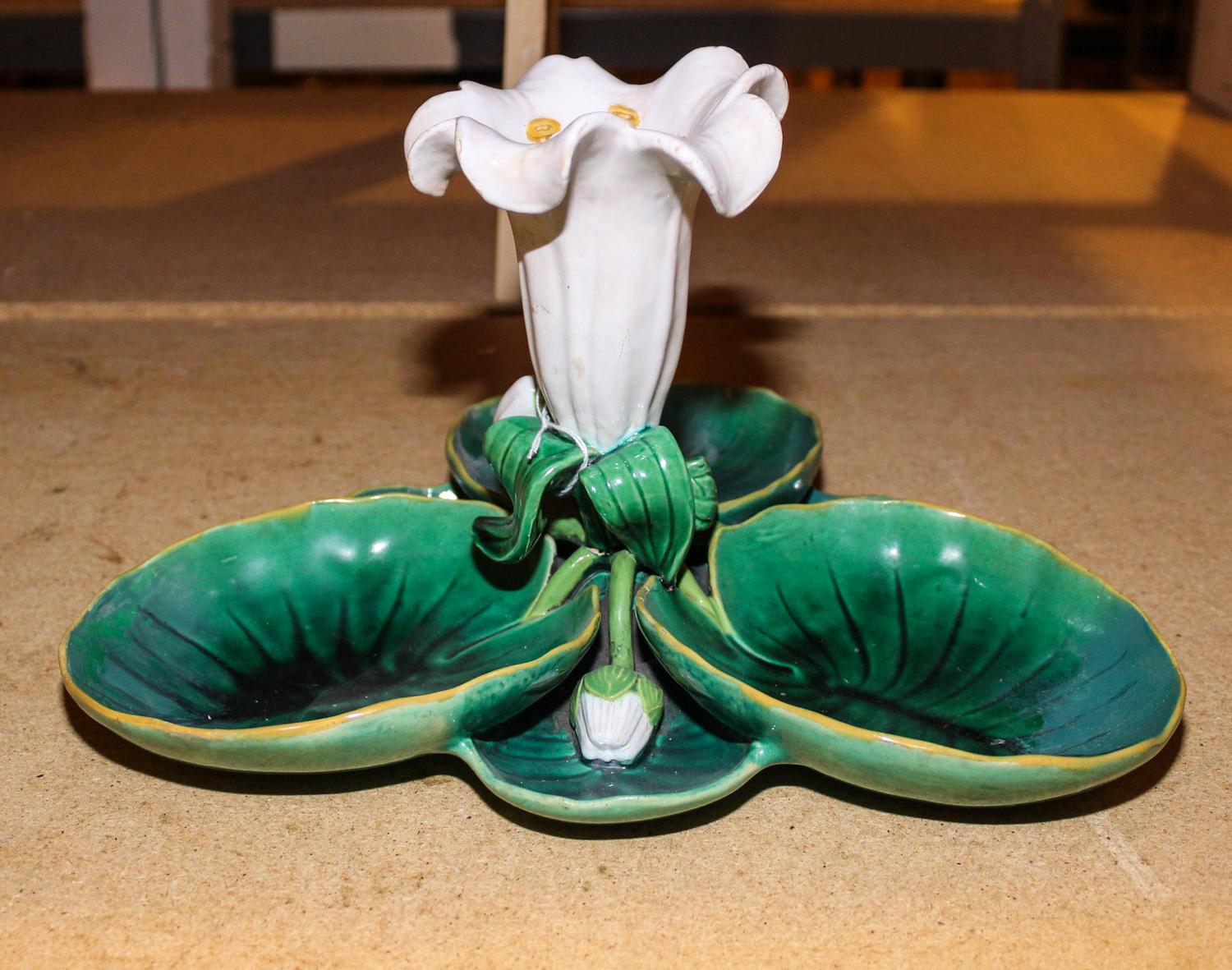 A Majolica Centerpiece. Height 7 inches.