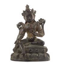 A Sino-Tibetan Bronze Figure of Tara 18TH/19TH CENTURY Height 4 1/2 inches. — 18TH/19TH CENTURY