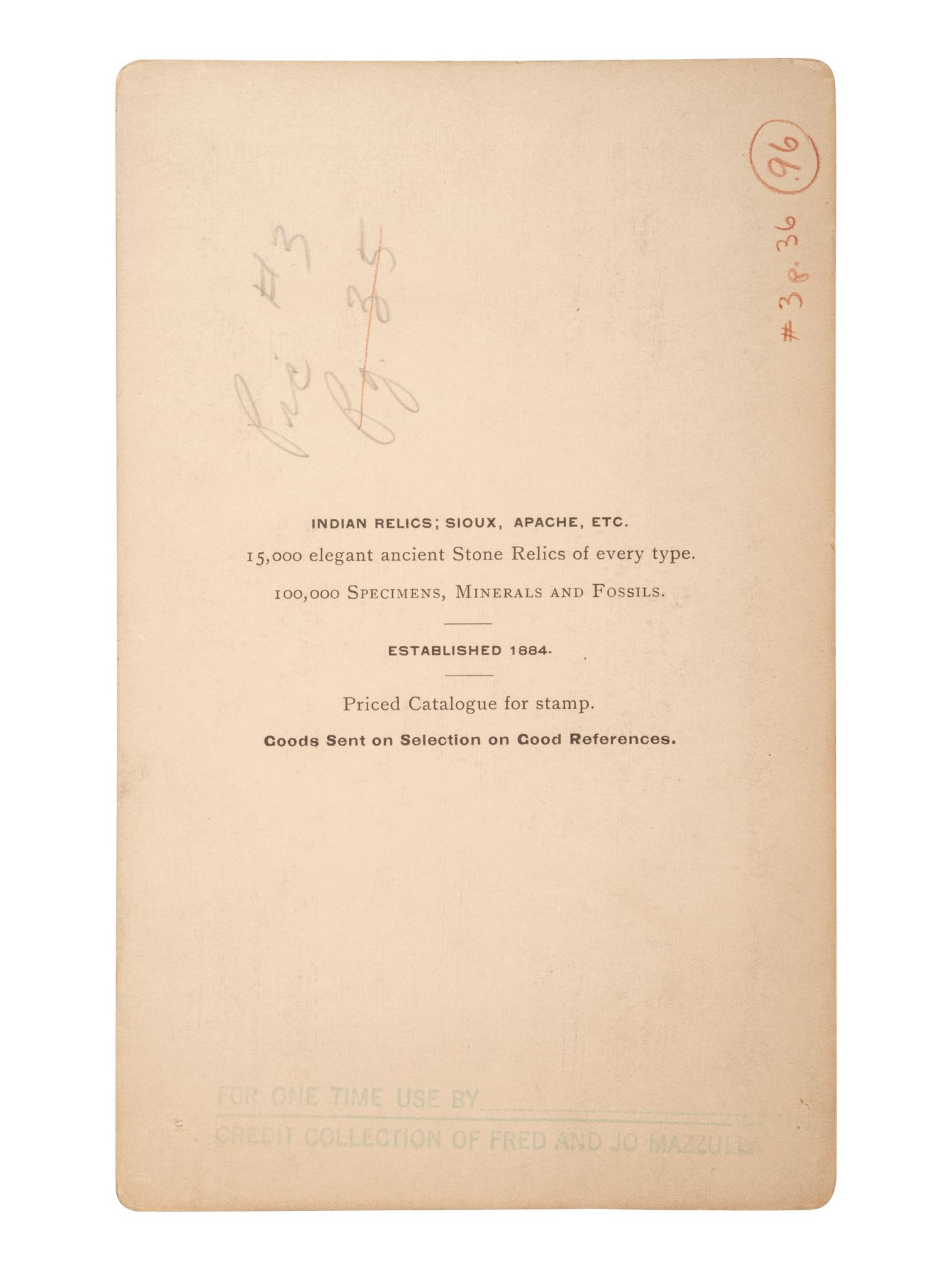 [NATIVE AMERICANS]. 2 boudoir cards of Pine Ridge Agency, South Dakota, by STILWELL and BUTCHER.