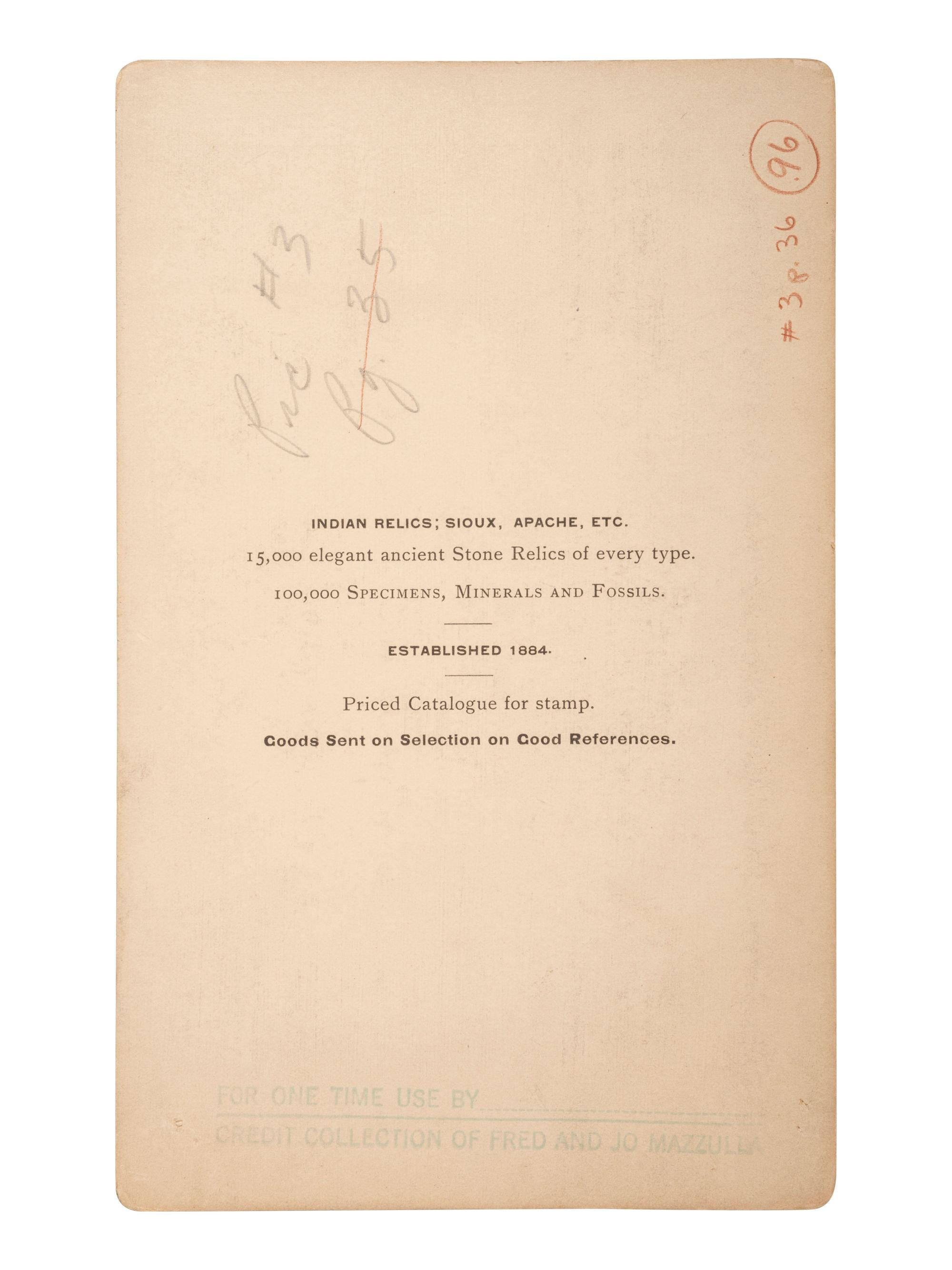 [NATIVE AMERICANS]. 2 boudoir cards of Pine Ridge Agency, South Dakota, by STILWELL and BUTCHER.