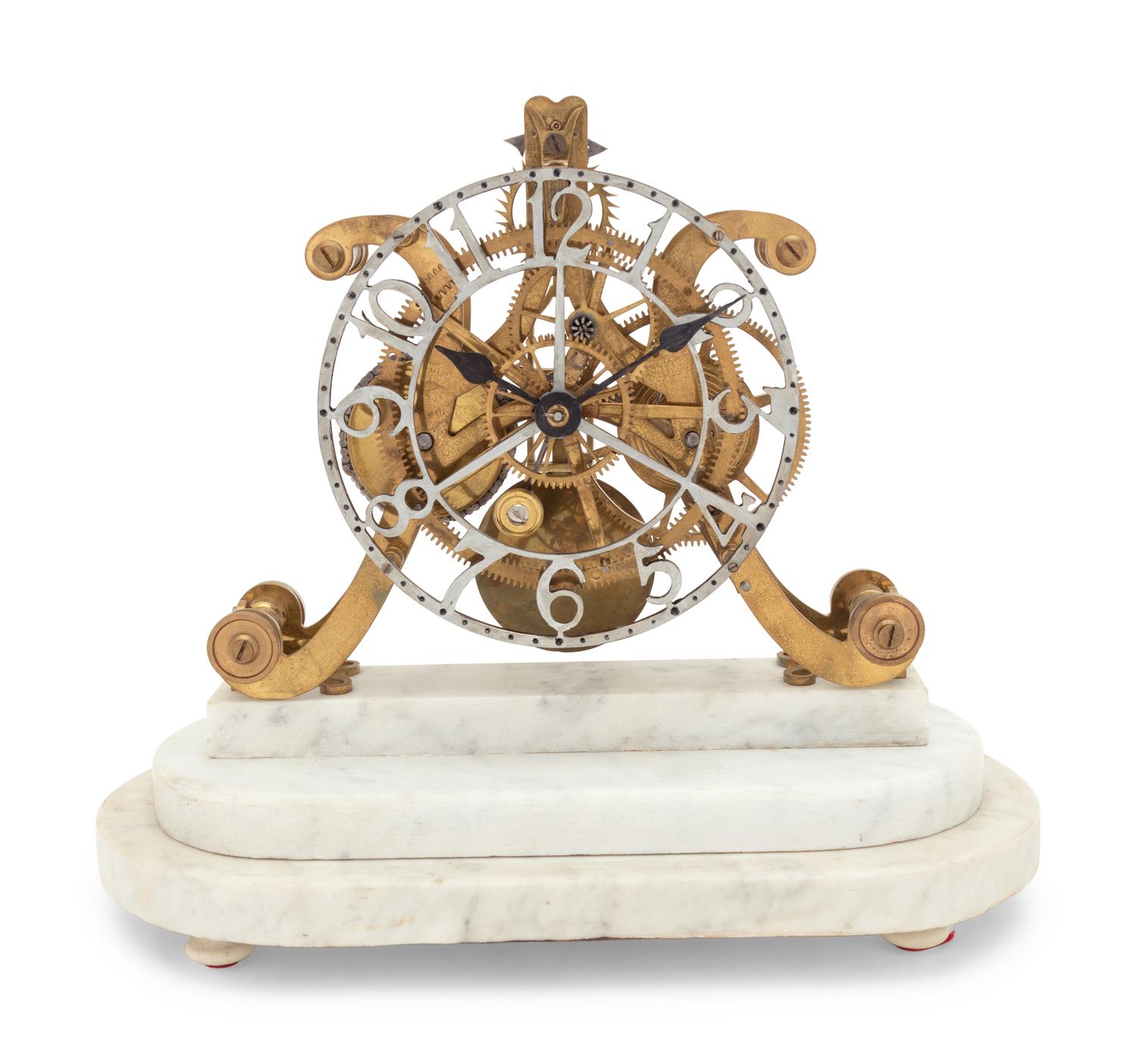 A Brass Skeleton Clock