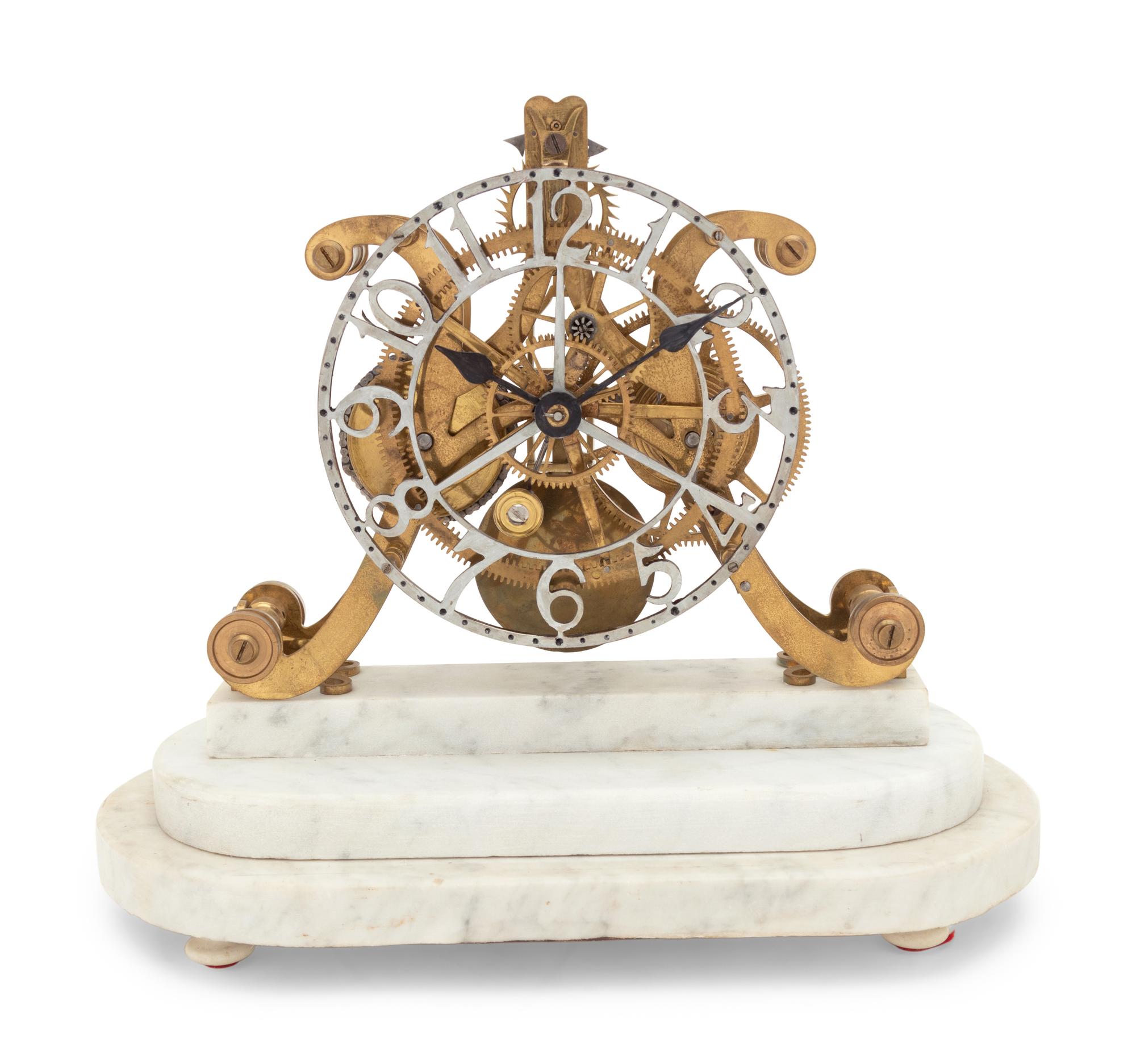 A Brass Skeleton Clock