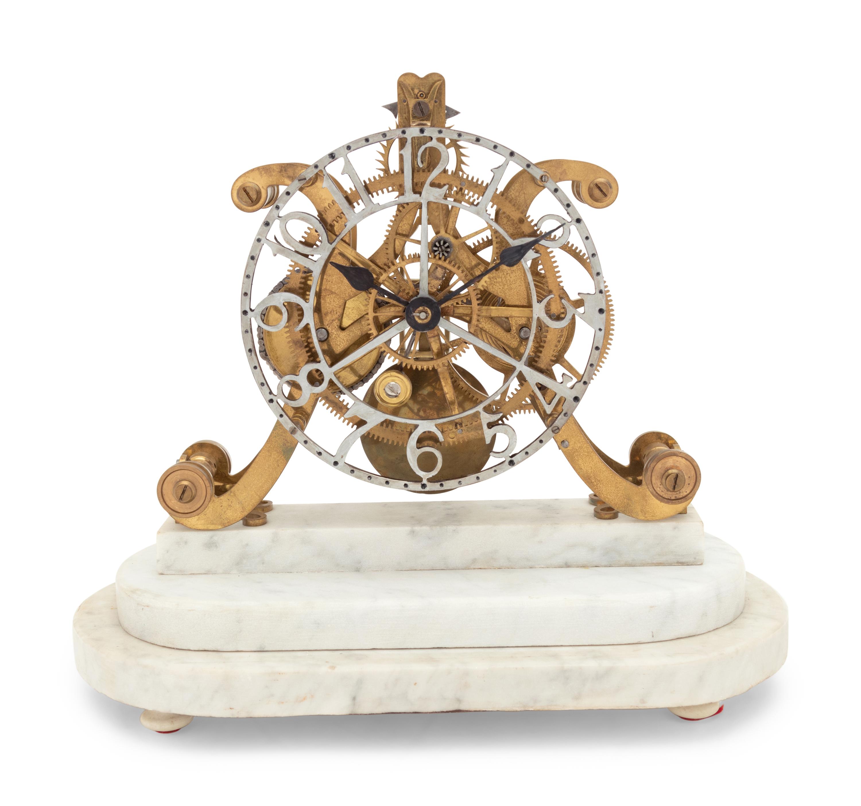 A Brass Skeleton Clock