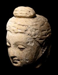 Three Gandharan Fragmentary Stucco Heads and One European Fragmentary Stucco Head