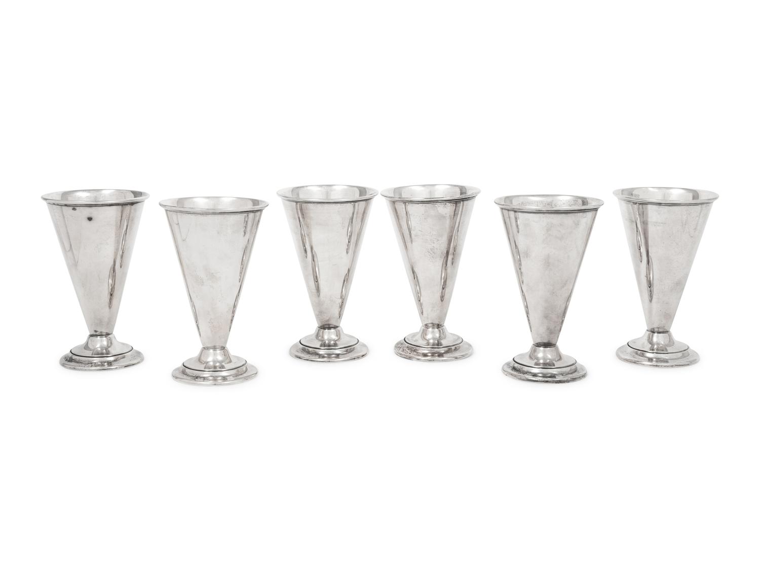 A Set of Six American Silver Goblets