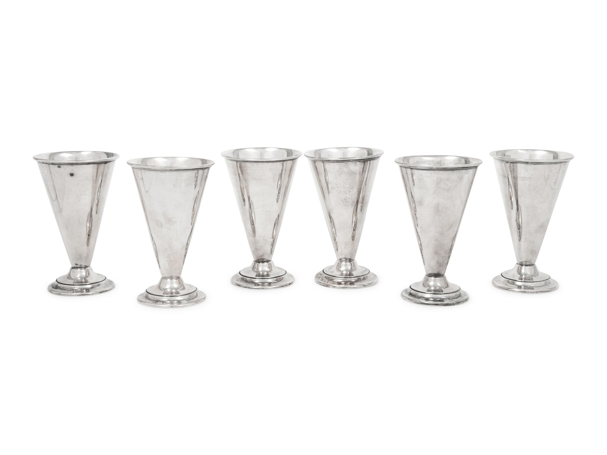A Set of Six American Silver Goblets