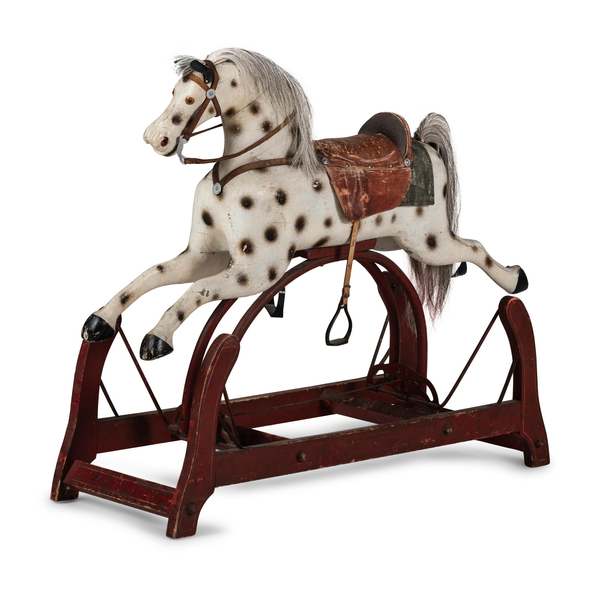 A Painted Wood Platform Rocking Horse
