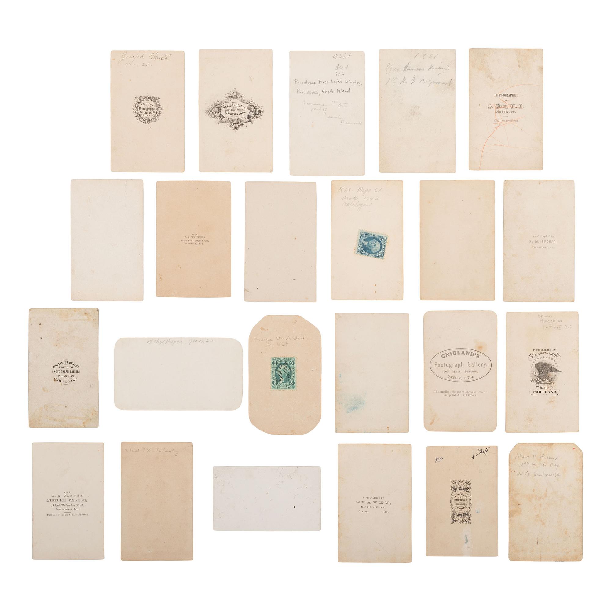 [Civil War] Group of 23 Carte de Visites of Union Soldiers from New England, the Midwest, and the South