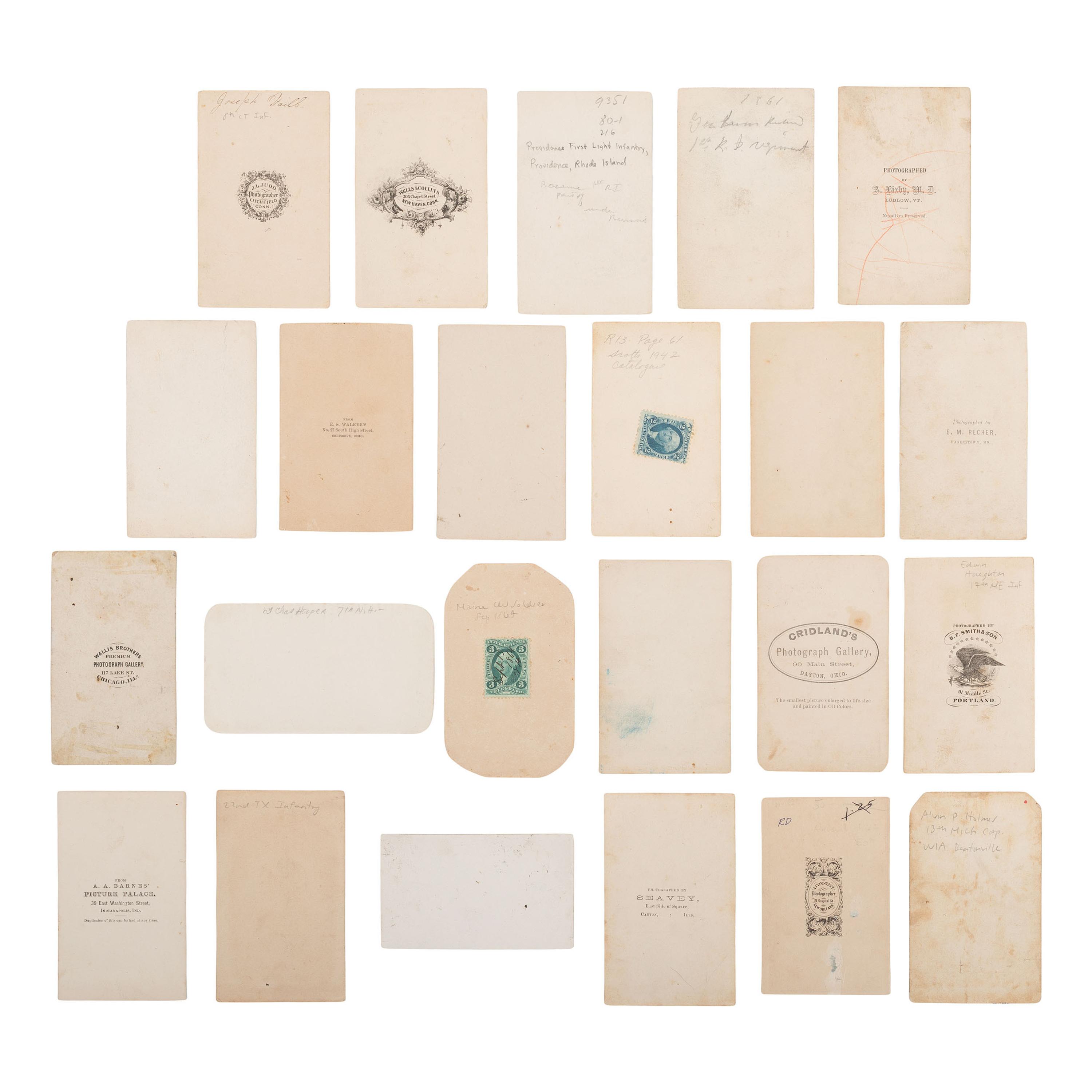 [Civil War] Group of 23 Carte de Visites of Union Soldiers from New England, the Midwest, and the South