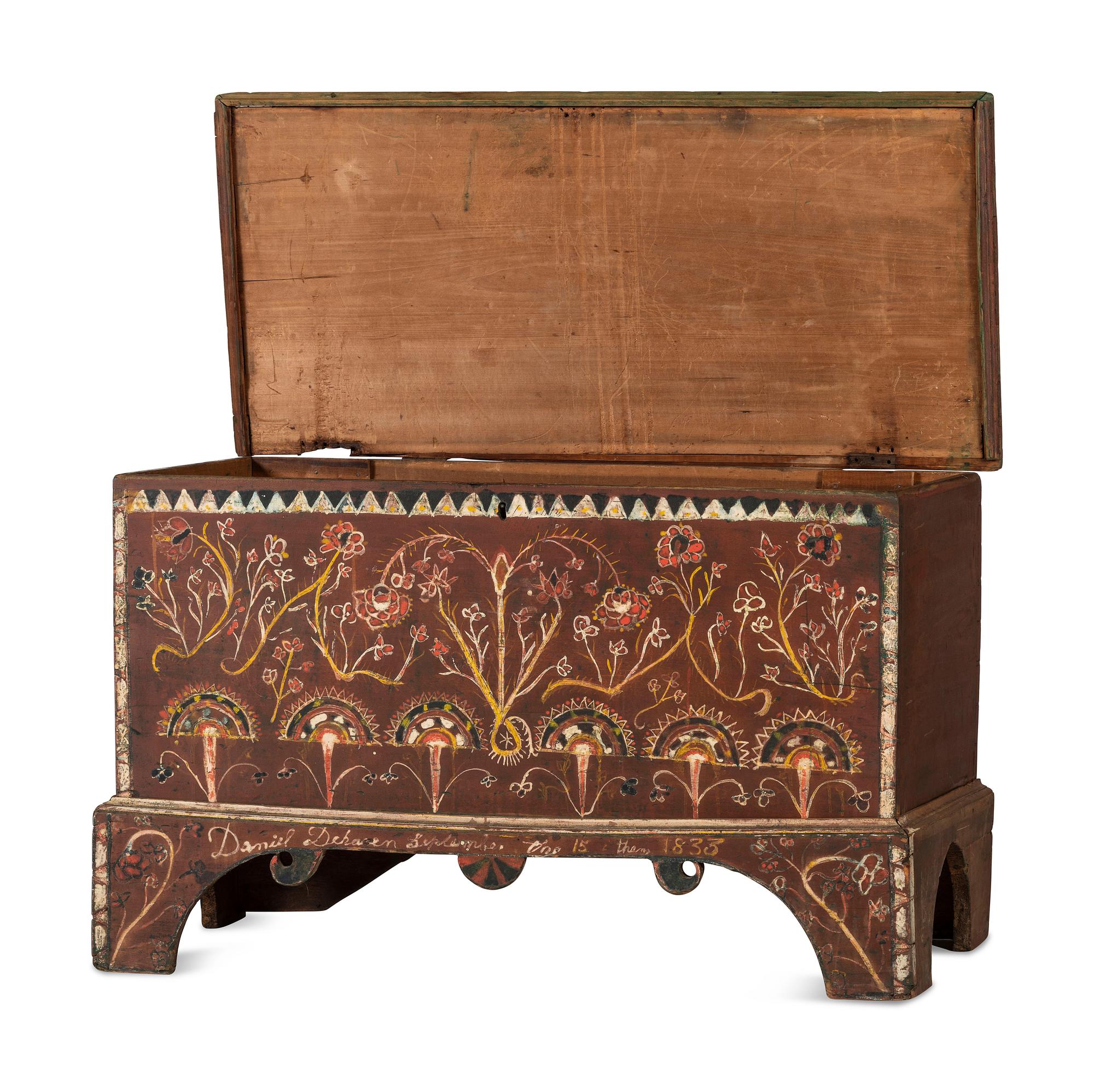 A Late Chippendale Painted Poplar Blanket Chest