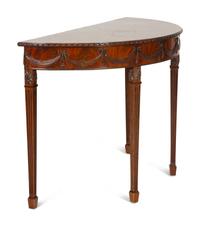 A George III Style Mahogany Demilune Console Table