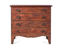 A Late Federal Grained And Red-Painted Pine Two Drawer Mule Chest