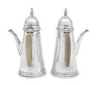 A Pair of English Britannia Silver Coffee Pots