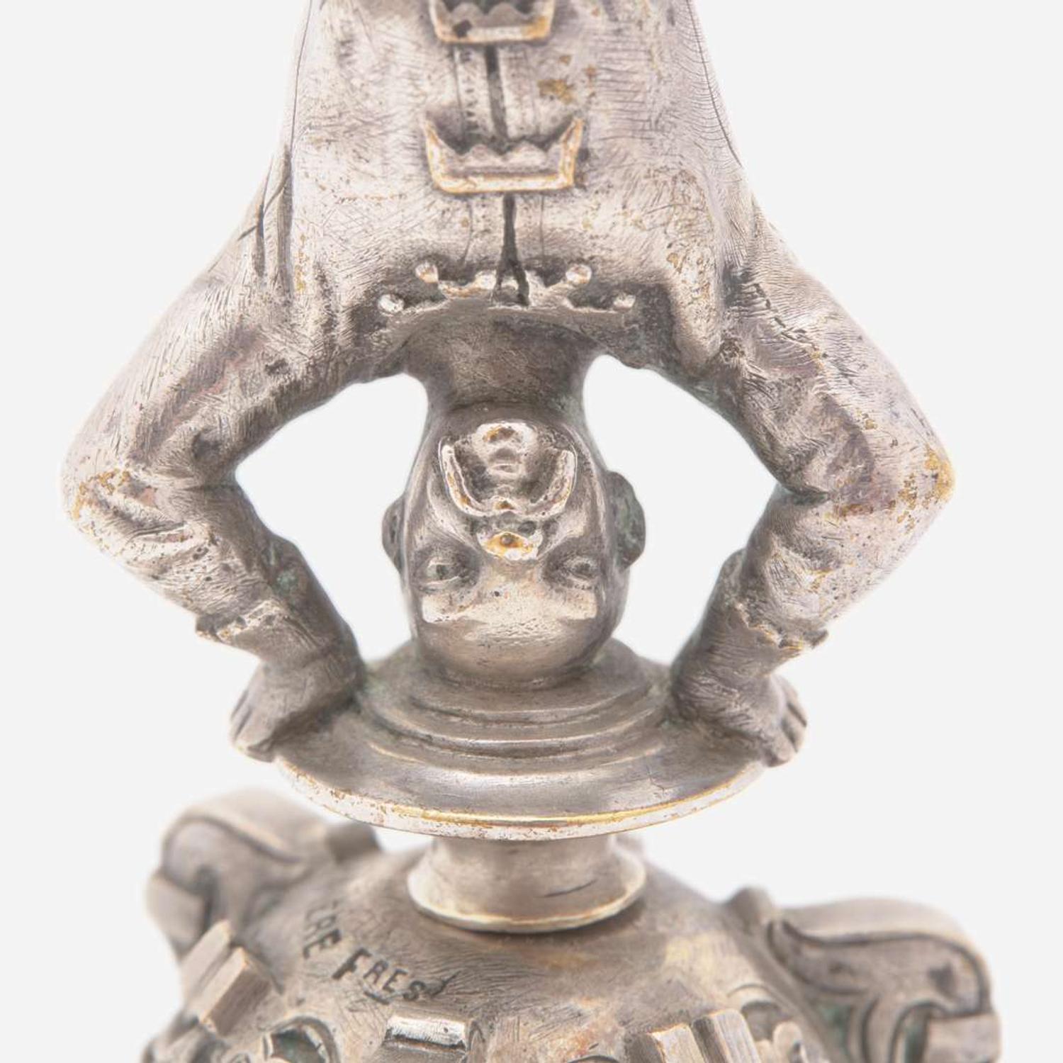 Two French silver figural bells One marked Fannière Frères, Paris, late 19th century
