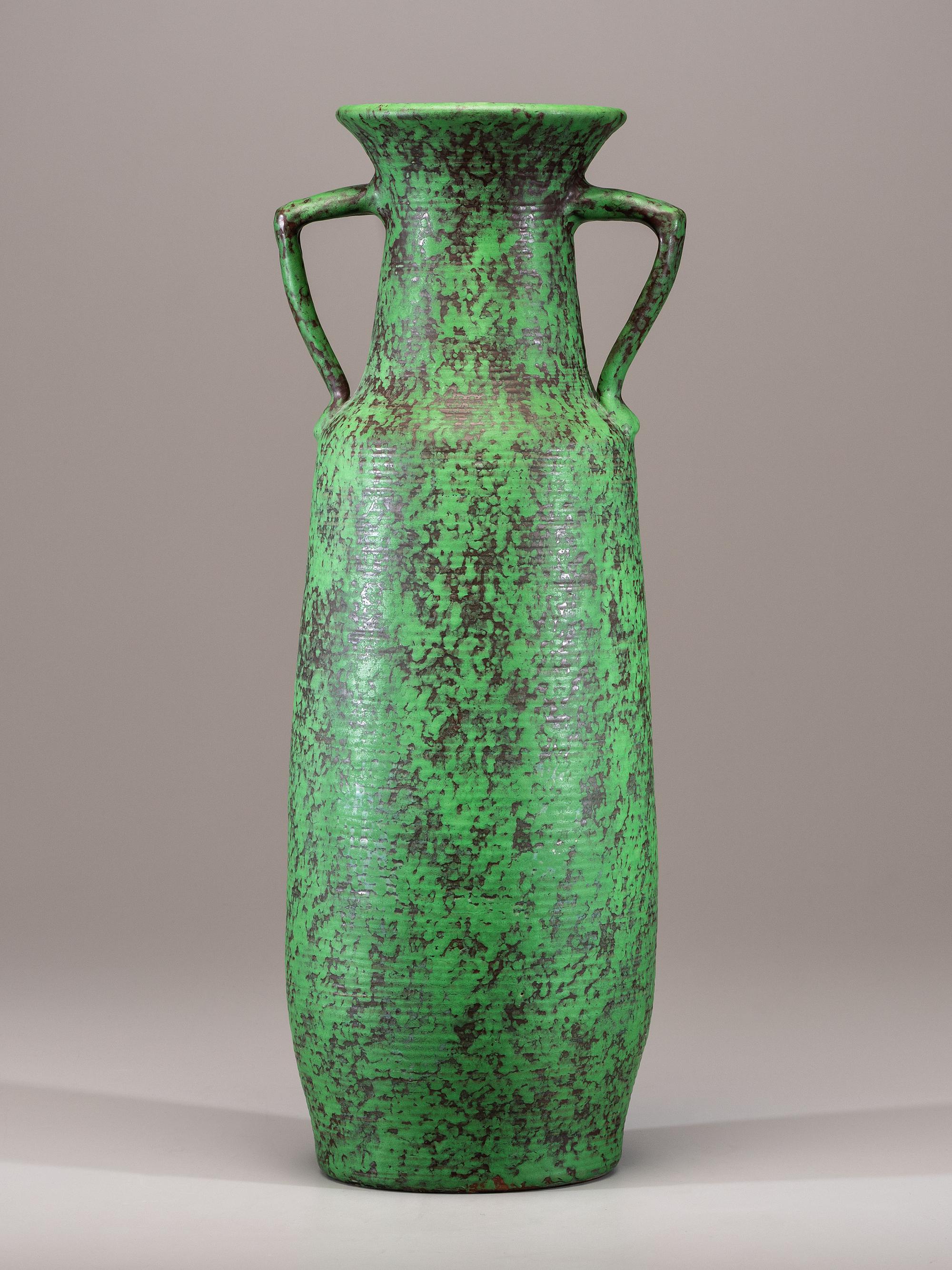 Coppertone Monumental Two-Handled Floor Vase