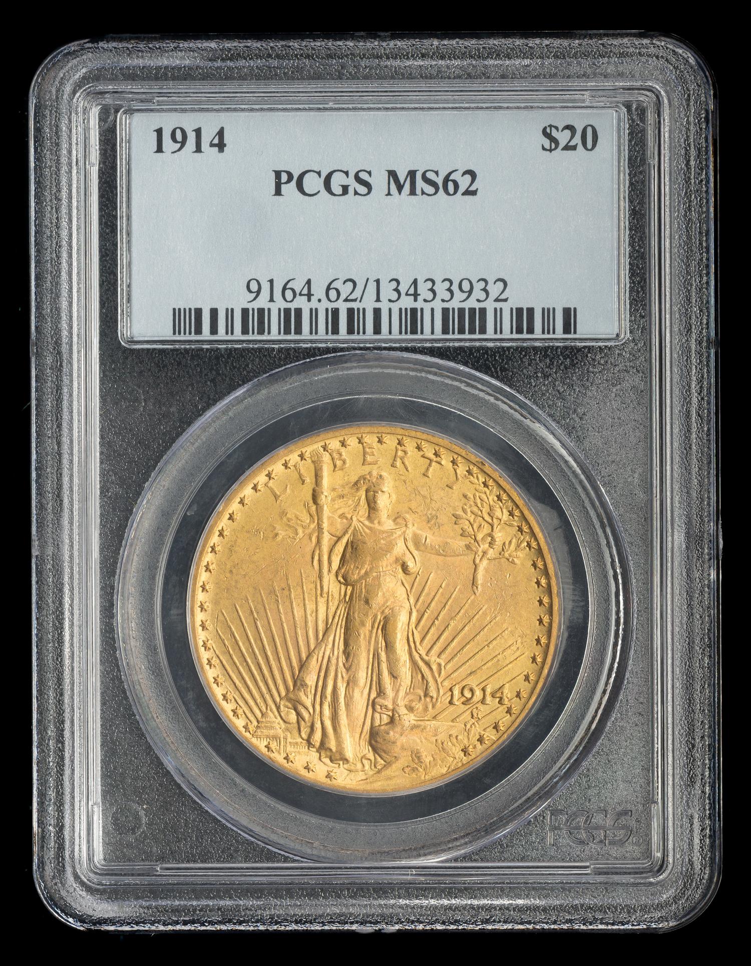 A United States 1914 St. Gaudens $20 Gold Coin
