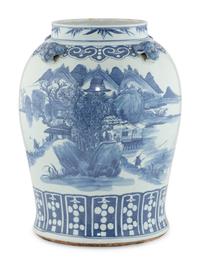 A Large Chinese Export Blue and White Porcelain Jar