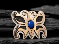 Sterling Silver Butterfly Pendant, set with Lapis and 14K Gold Overlay